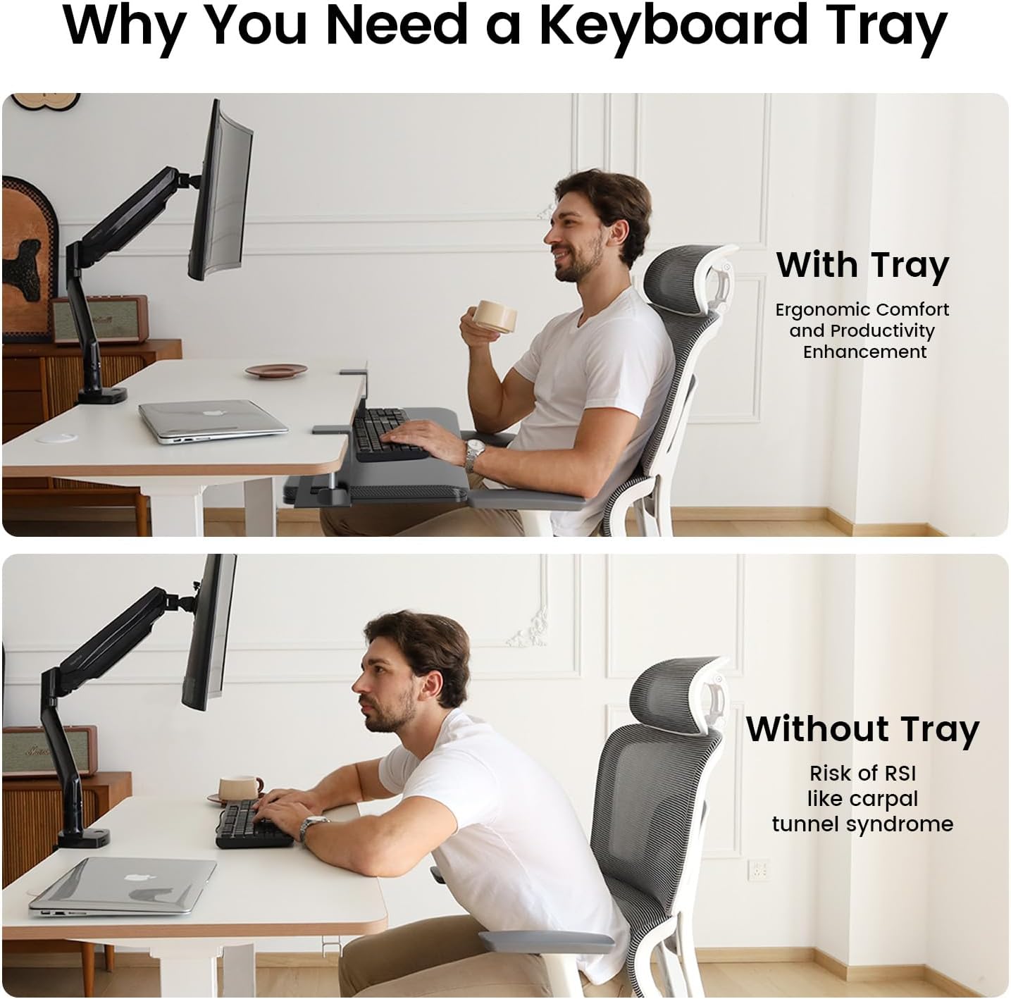 Large Keyboard Tray Under Desk Slide Out with Extra Sturdy C Clamp Mount System,26'' (30'' including Clamps) x11 Slide-Out Keyboard Drawer Under Desk for Typing,Keyboard Mouse Tray,Black