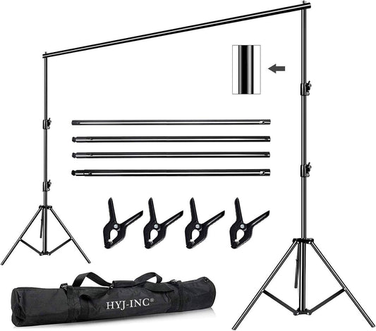 12ft x 10ft Photo Video Studio Heavy Duty Adjustable Photography Muslin Backdrop Stand Background Support System Kit with Carry Bag 4 Spring Clamps