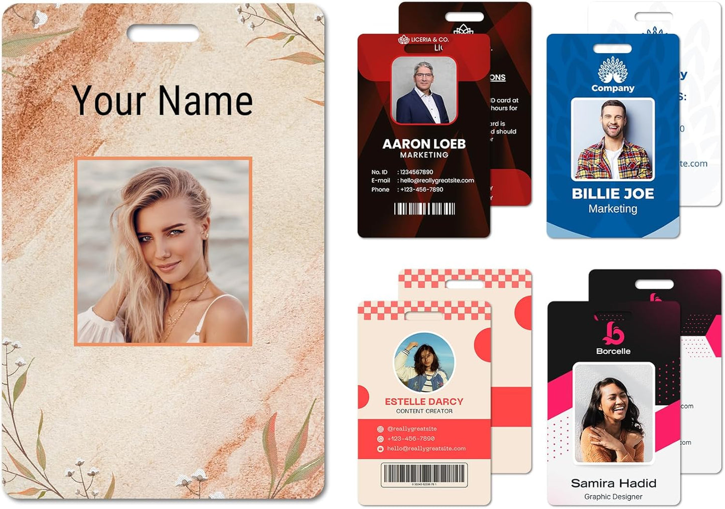 Custom Id Badge Custom Id Card Identification Badges Customizable Personalized Name Badge Customize Name Tag Photo Logo Employee Work Office Volunteer Customized Personal (Vertical-3)