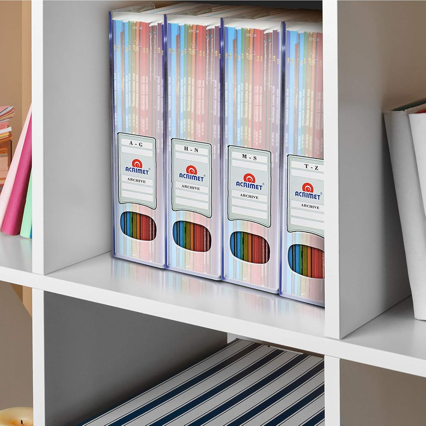 Acrimet Magazine File Holder, Durable Rack, Space-Saving Organizer (Plastic) (Clear Crystal Color) (2 pack)