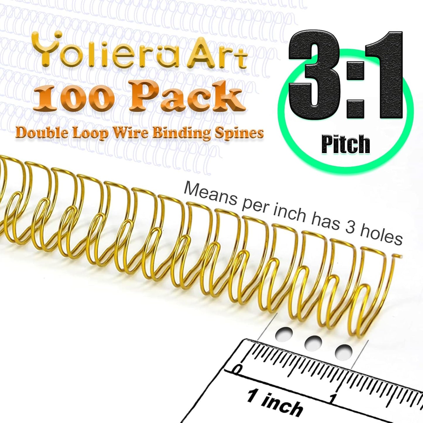 100 Pack Double Loop Wire Binding Spines, 3 to 1 Pitch,1/2 Inch Wire Cinch Book Binding Fit for School Office Notebook Maker, YolieraArt Metal Spiral for Bindings, (100 Sheet Capacity, Red)