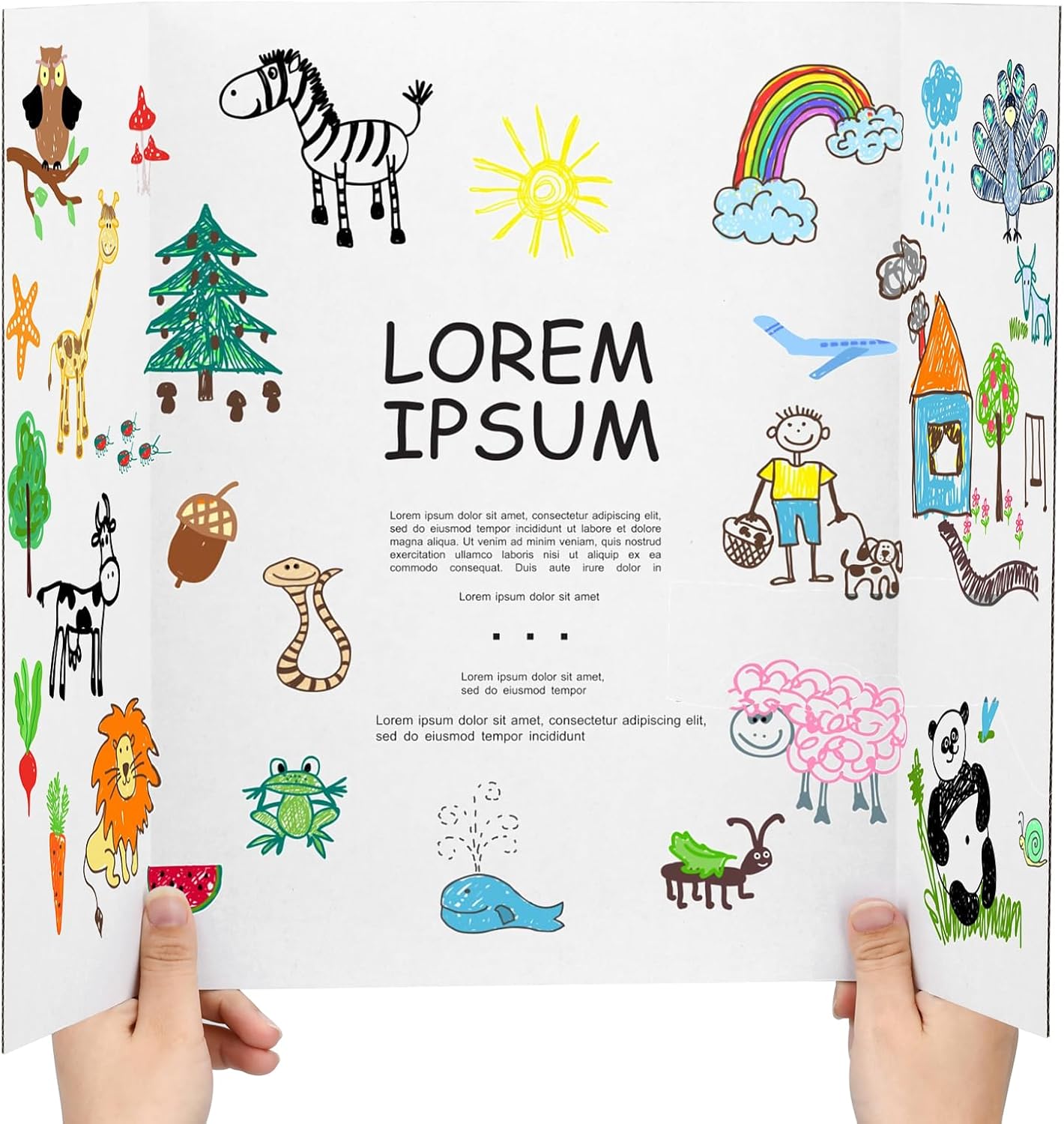 12 Pcs Trifold Poster, 21.5x14 Inches Small White Poster Comes with Sticky Accessories, Corrugated Presentation Display Board for School Projects, Business Presentations