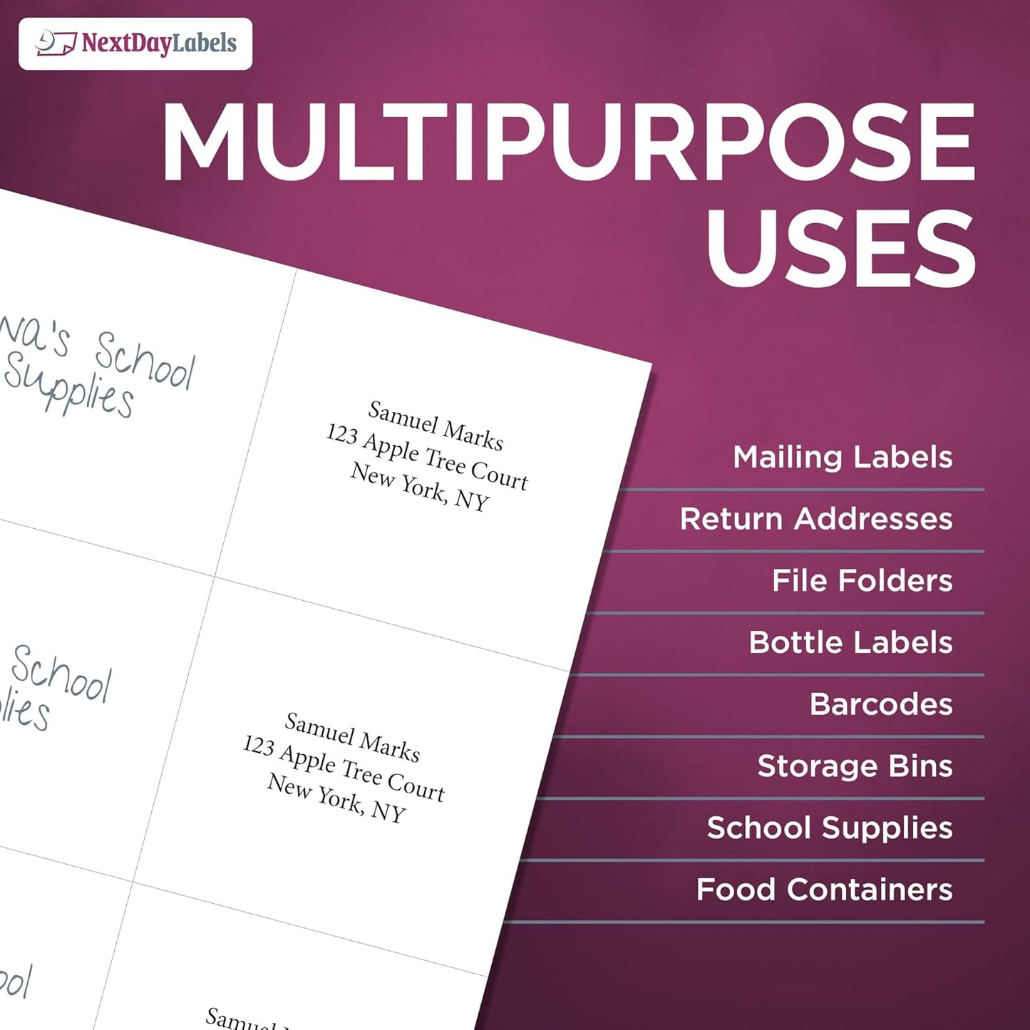 NextDayLabels – 4" x 3-1/3" Rectangular Sticker Labels for Printer - White Laser/Inkjet Printer Labels Return Address Labels Shipping Label Stickers (25 Sheets, 6 Per Sheet, 150 Labels)