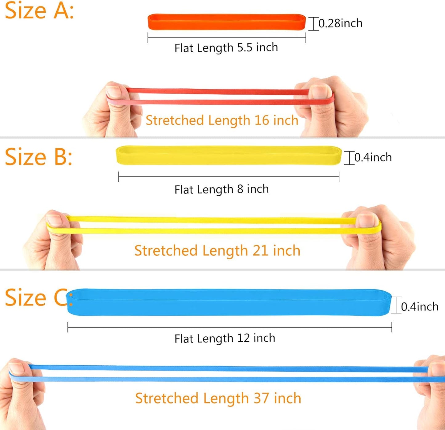 Coopay 36 Pieces Silicone Rubber Bands Colorful Elastic Rubber Wrapping Bands for Books, Art, Exercise, Crab Traps, Cooking, Wrapping, Heat, Cold, UV, Chemical Resistant (12, 8, 5.5 Inches)