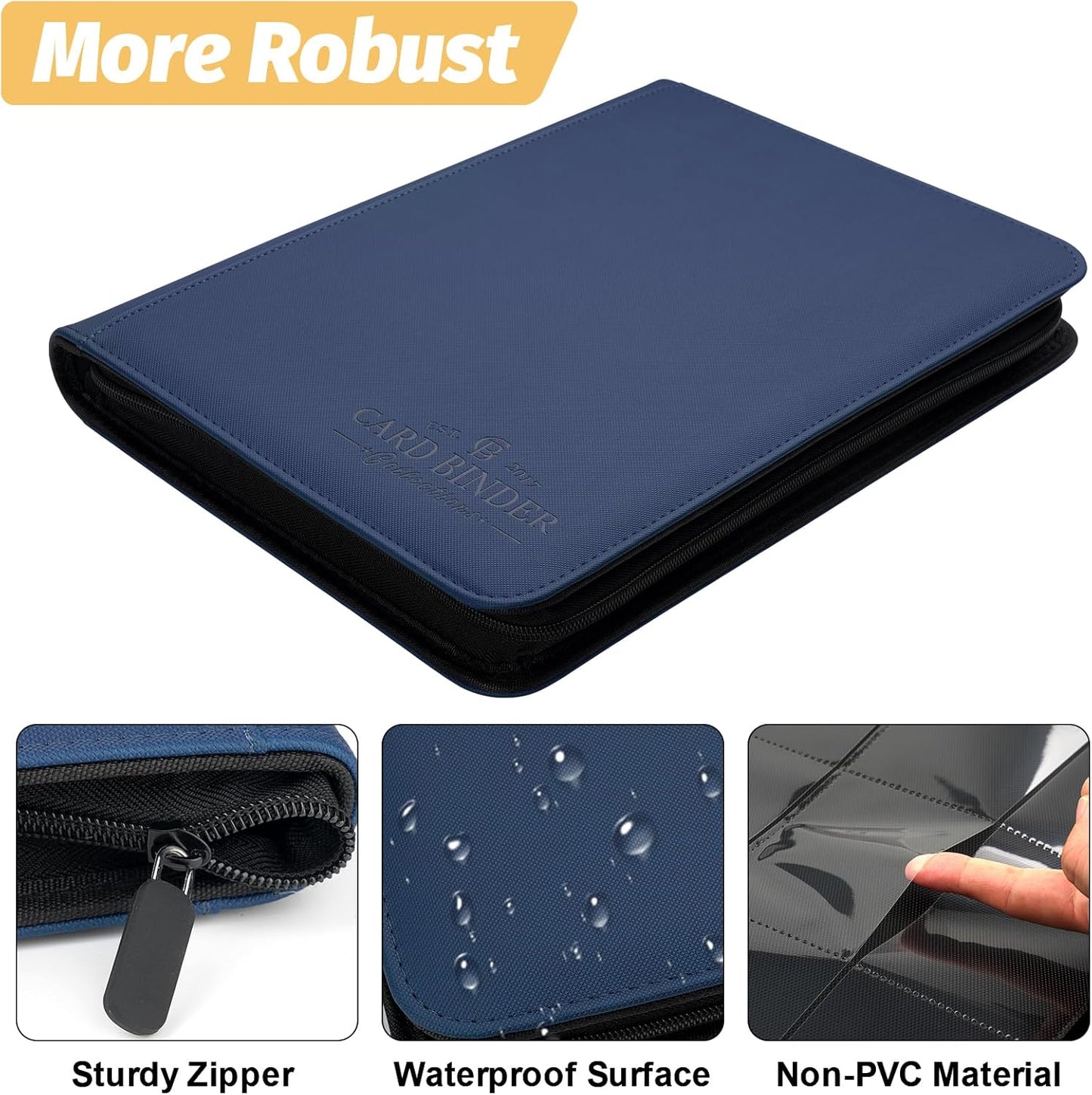 9 Pockets Card Binder,Premium Zip Trading Card Binder,540 Double Sided Pocket PU Collection Binder, Collector Album, Card Folder for MTG, TCG, Business Cards.(Blue)