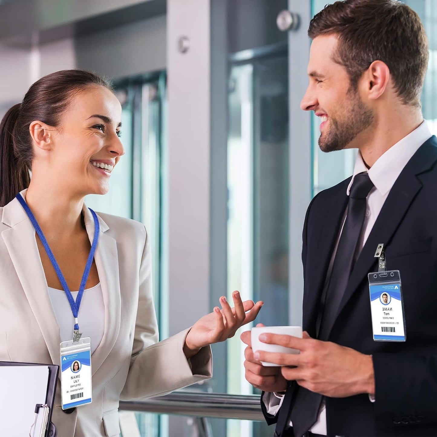 Marspark 300 Pieces Clear Plastic Name Badge ID Card Holders Vertical Name Badge ID Card Holders with Waterproof Resealable Zip Transparent PVC Sleeve Cover for Office School