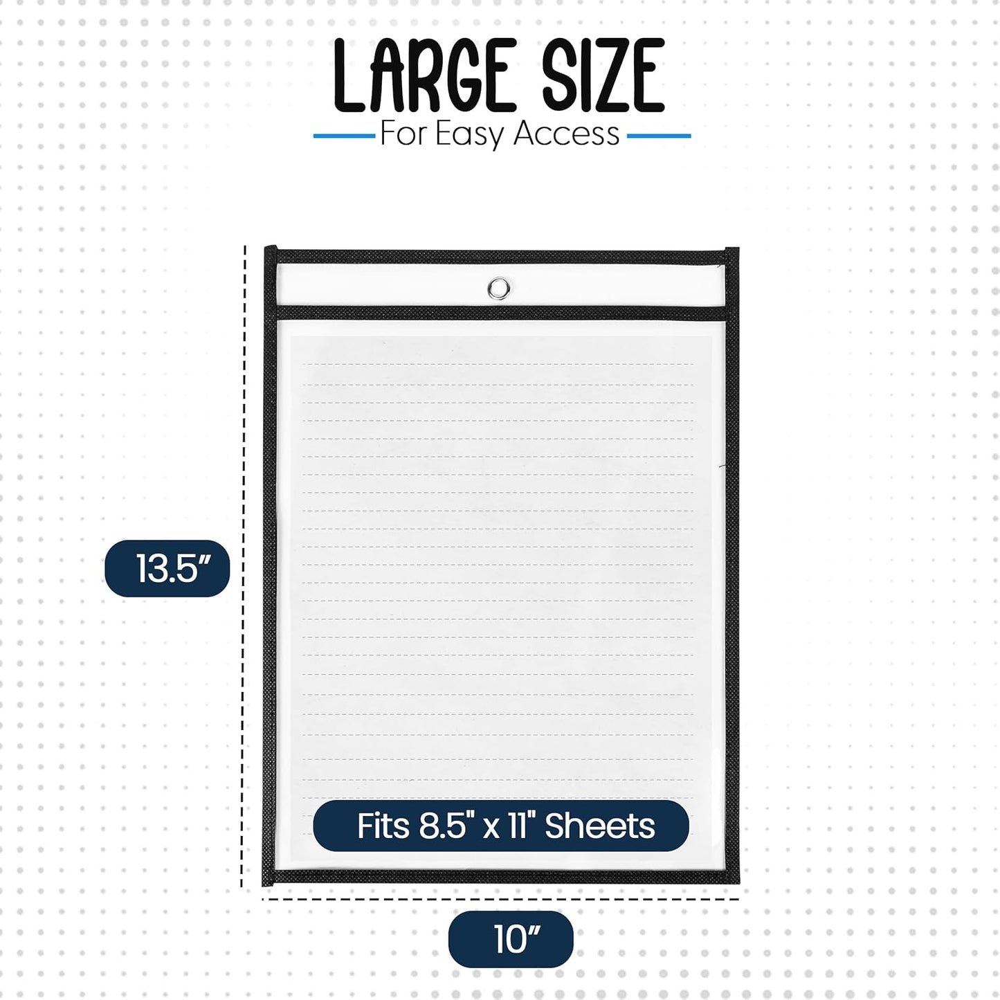 Essex Wares - 5 Pack, Black, Job Ticket Holders, 10" Wide x 13.5" Tall - Clear Plastic Shop Ticket Holders - Easy to Use, Reusable & Easy Erase Plastic Invoice Holders, Water-Resistant & Durable
