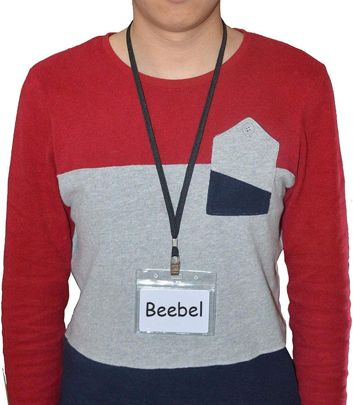 Lanyards 100 Pack Nylon Flat Badge Lanyard for Id Badge Name Tag (Navy Blue, 100 Pack)