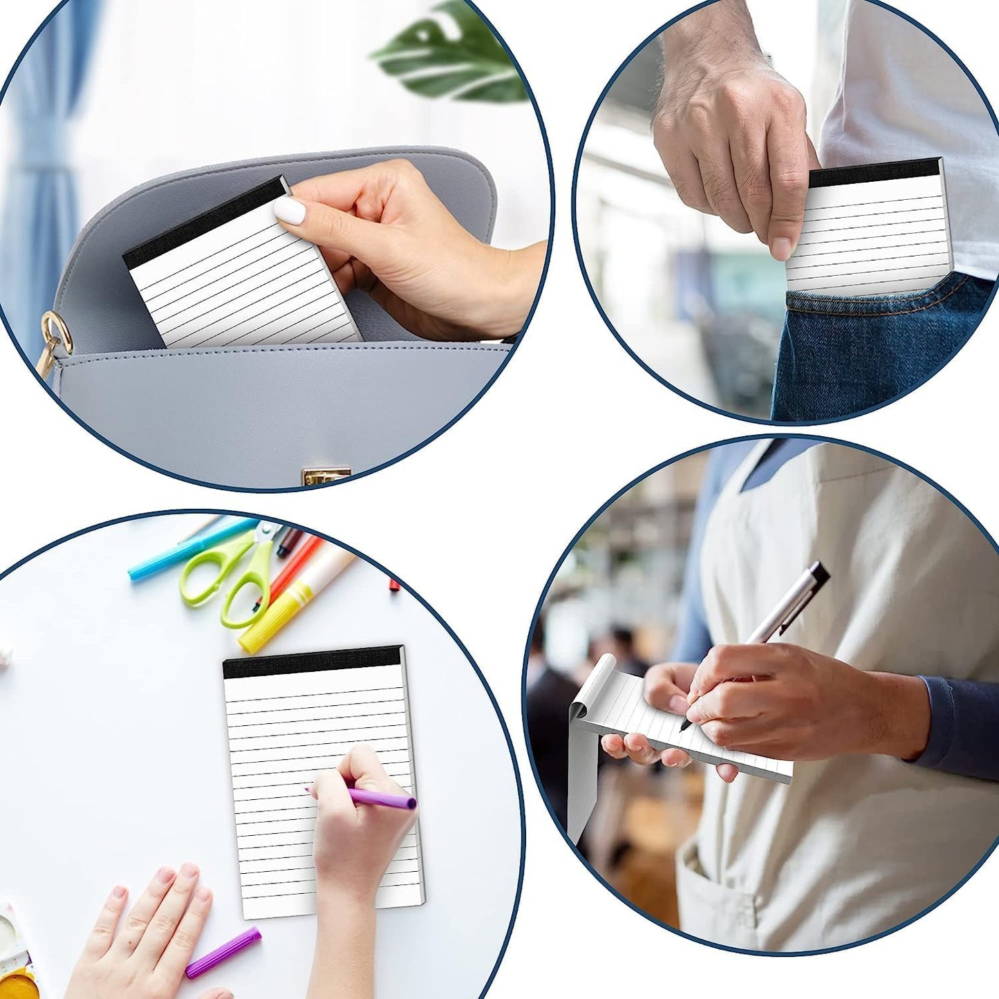 8 Pack Note Pads 4x6 Inch Paper of White Small Notepads for Work Study Lined Memo Pads Mini Pocket Notepad 4'' x 6'' Narrow Ruled Small Notebook Pads of Paper Refills for Office School Home Supplies