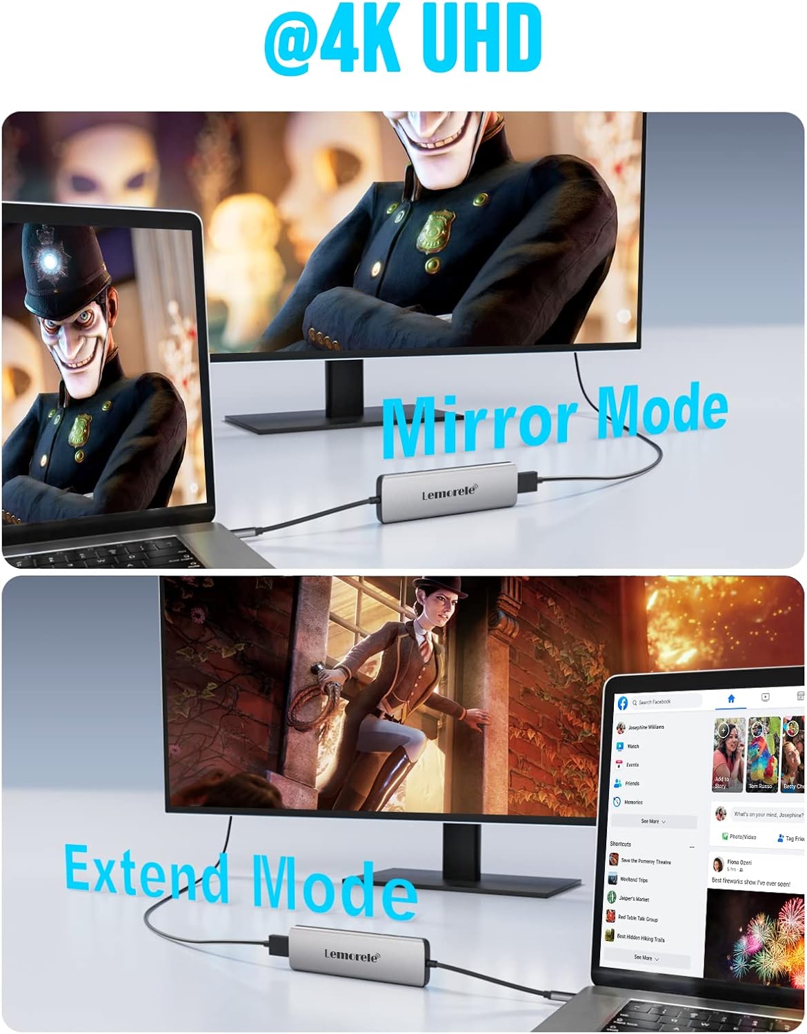 Lemorele 8-in-1 USB C Hub Multiport Adapter, USB-C Hub with 4K HDMI Output, 100W Power Delivery, USB 3.0 5Gbps Port, SD/TF Card Reader Adpater, Compatible for MacBook Pro, XPS, Chromebook and More