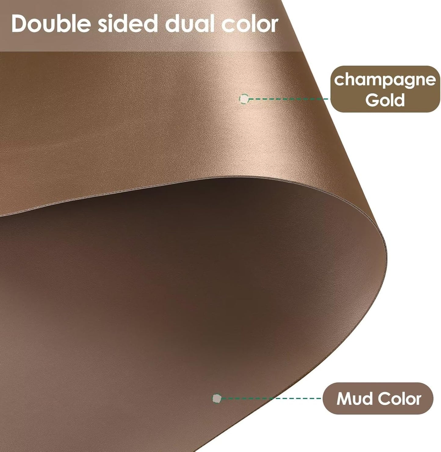 Leather Table Cover,1.8mm Thick,42x78 Inch Table Protector,Table Protector for Dining Room Table,Dining Table Cover,Table Cover Protector.(Mud Color+Champagne Gold,42x78)
