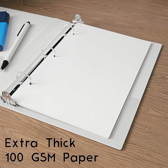 Half Letter 3-Hole Punched Blank Paper, 200 Sheets, 120 GSM, Loose Leaf, 5.5 x 8.5 inch, for Printing Custom Templates and DIY Planning