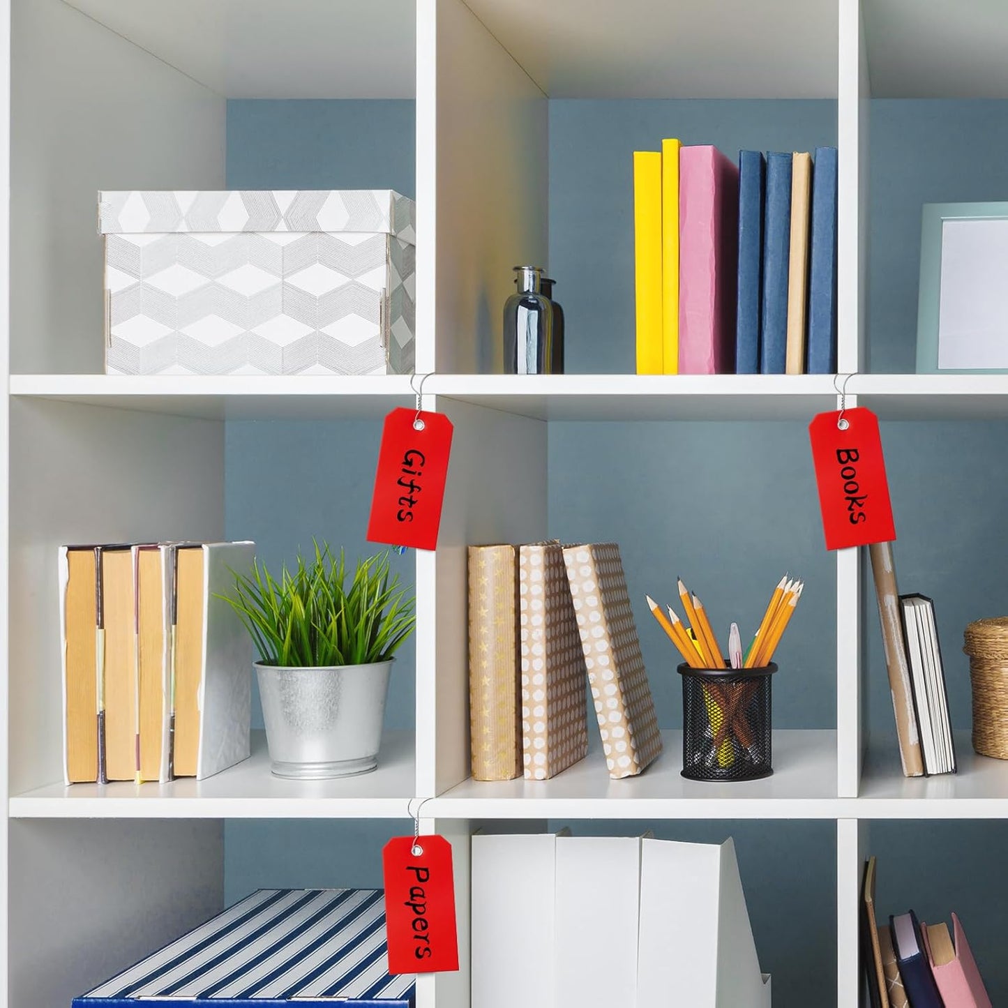 1000 Pieces 4 3/4" x 2 3/8" Plastic Shipping Tags Labeling Tags Waterproof Hang Tags with Reinforcement Hole Writable Luggage tag Loops for Equipment Car Parts… (Red)