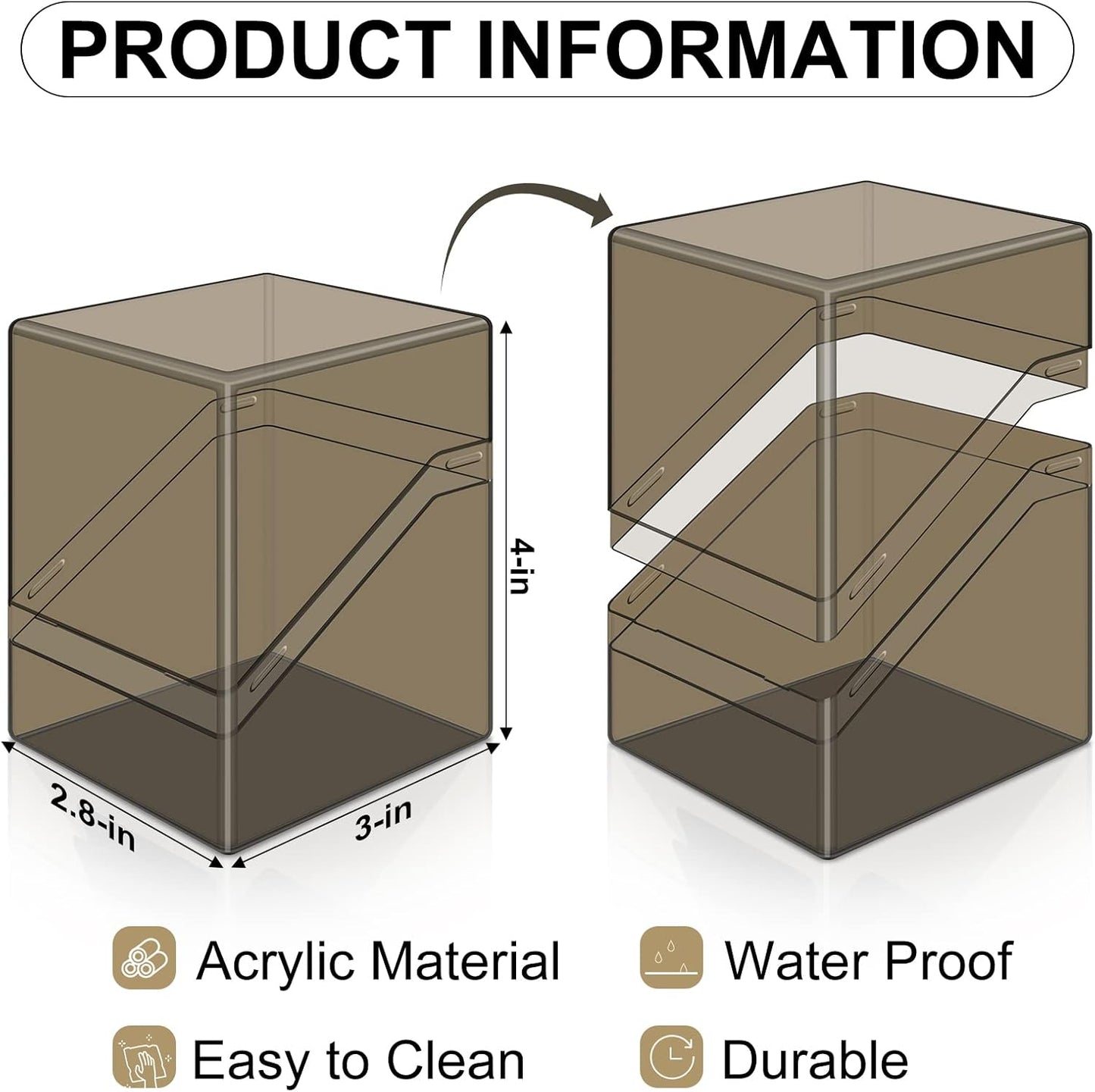 Mlikero Card Deck Cases, 6 Pack Acrylic Commander Deck Box Holding 100+ Sleeved Cards with 6 Dividers, Sturdy Card Storage Box Fit for MTG, TCG, Sports Cards (Clear&Black)