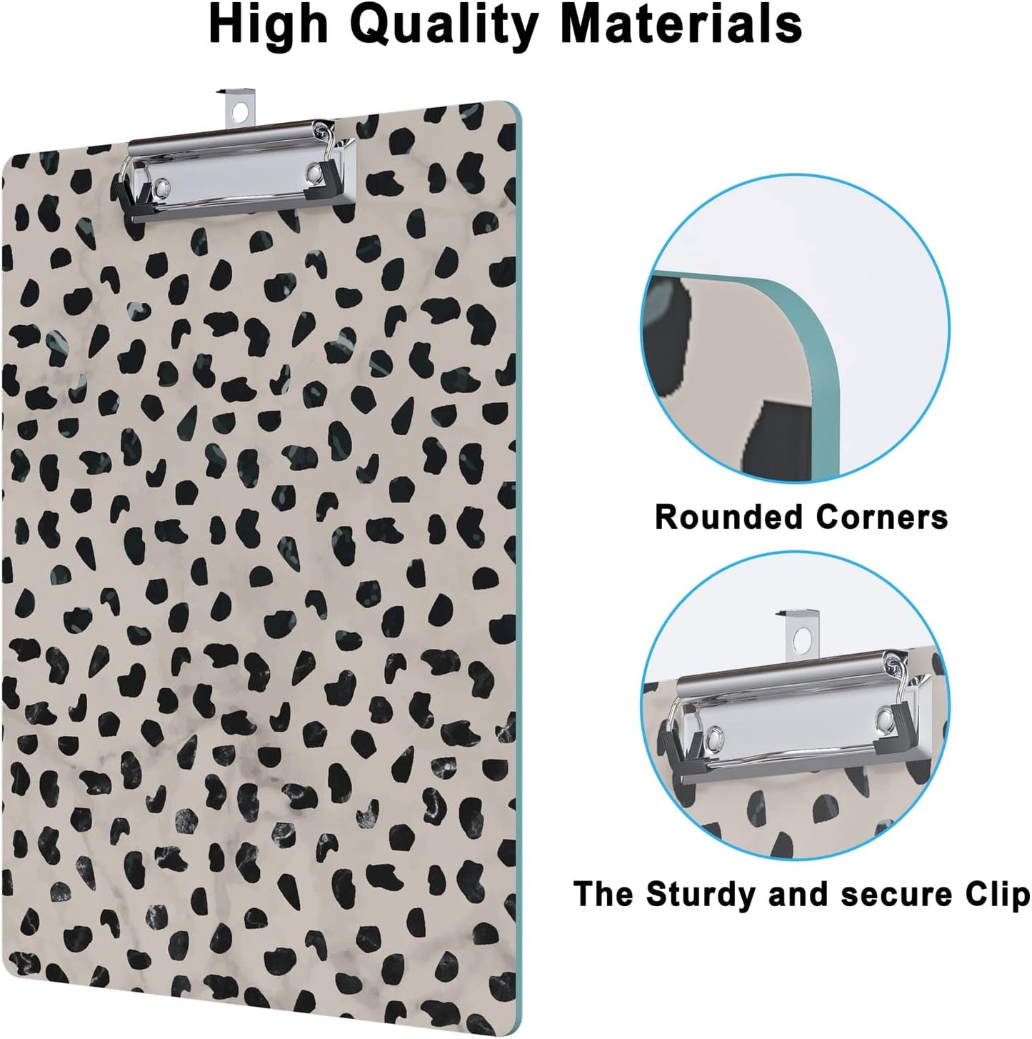 Cute Clipboard Leopard Wood Design Decorative A4 Letter Size Clip Boards for Classroom Office, Standard Size 9" x 12.5" with Low Profile Metal Clip - Cheetah Spots