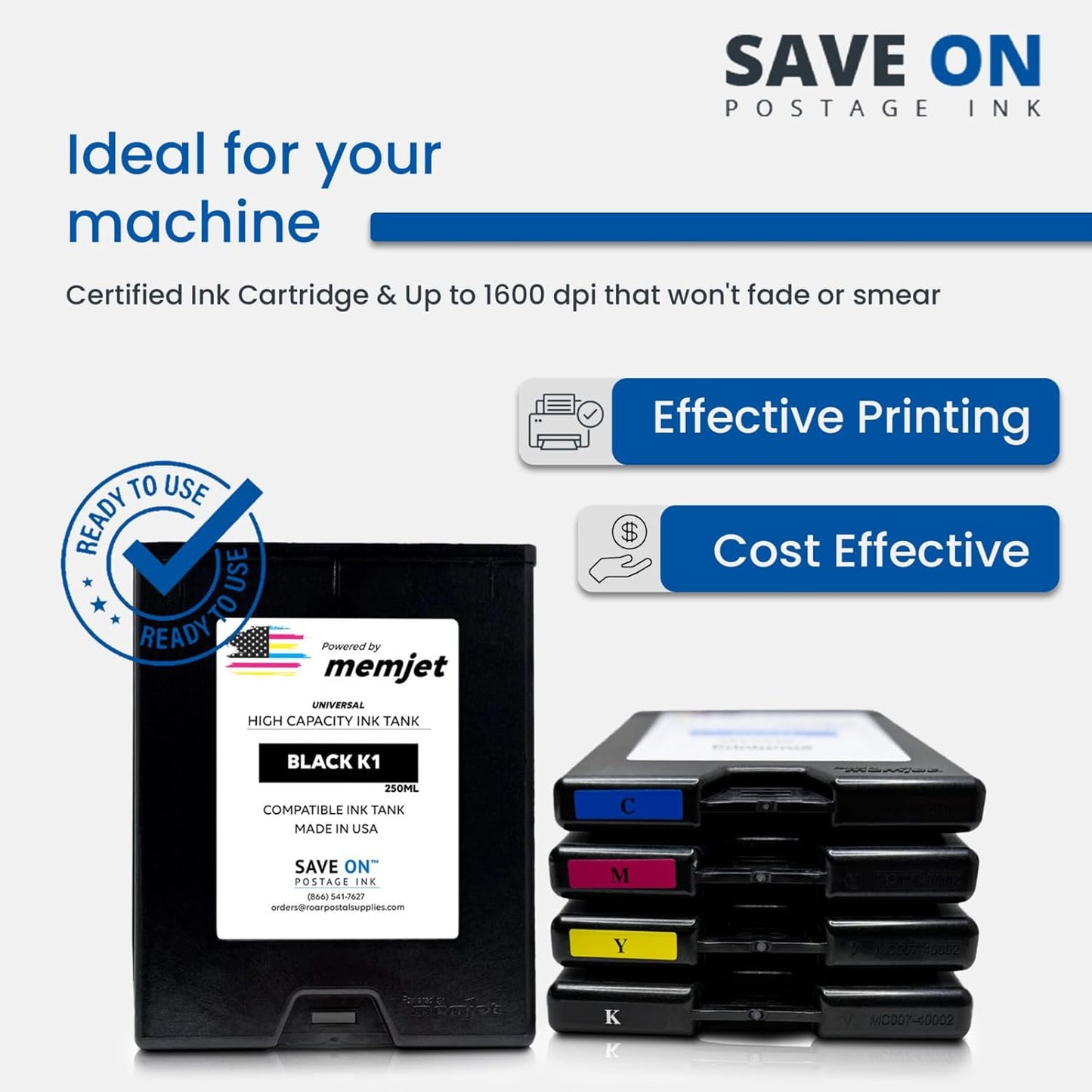 Save On Postage Ink, (2-Pack Memjet Ink Cartridge Compatible Astro 123-2412 | Memjet Ink Compatible HI-Cap Black Ink Tank for AstroJet M1 M2 S1 and M1DX | 2 Pack