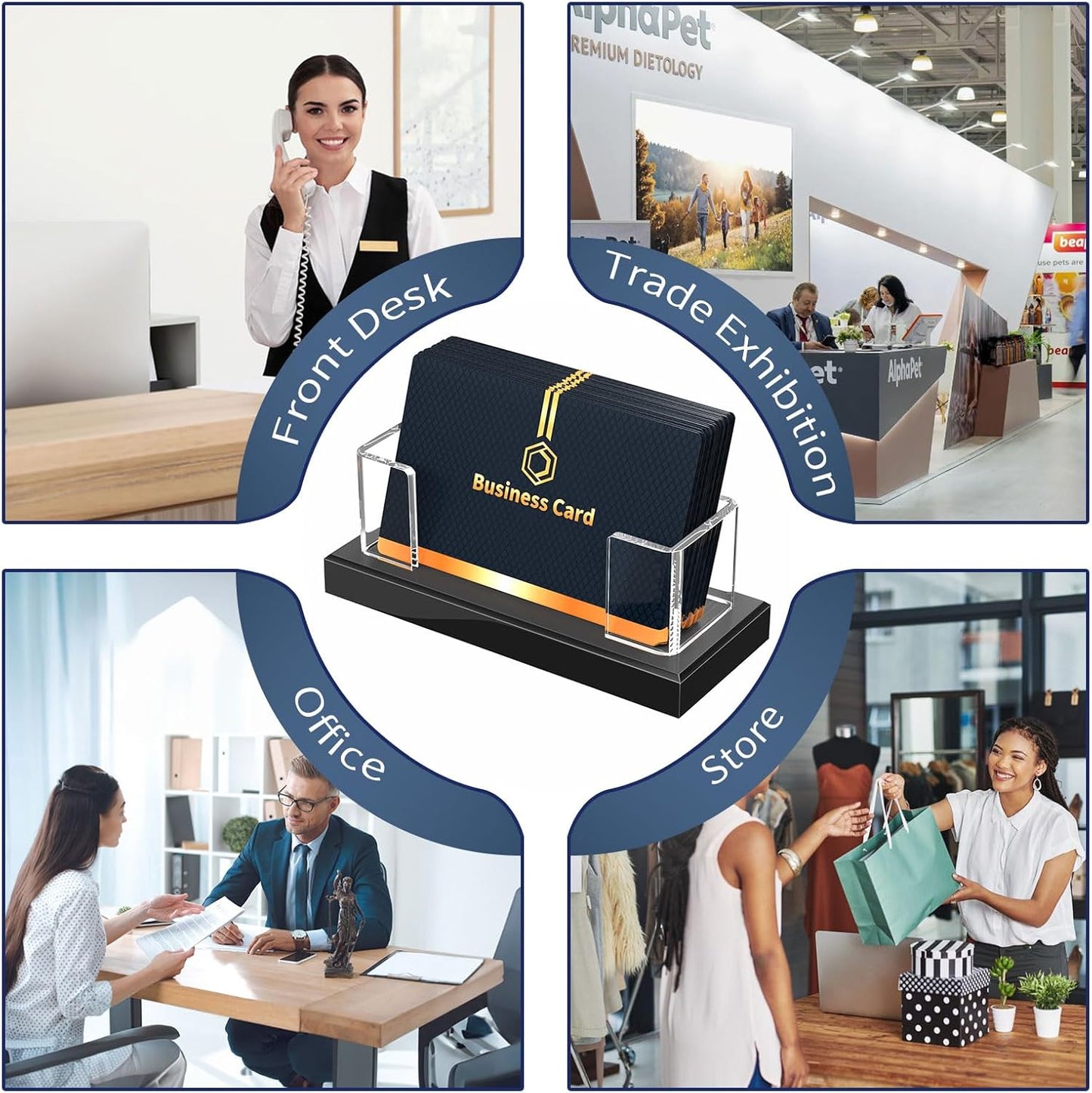 NIUBEE Acrylic Business Card Holder: Clear Plastic Business Cards Display Stand for Desk - Gift Card Organizer for Office 6 Pieces