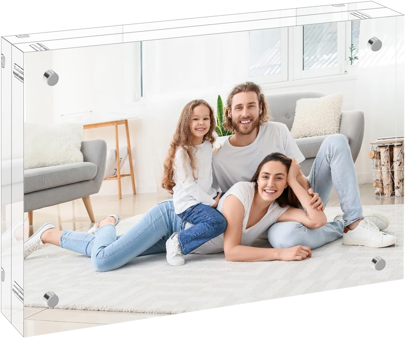 5x7 Acrylic Picture Frames 1 Pack, 10+10MM Premium Acrylic Photo Frame Magnetic Picture Frames Clear Double Holder-Sided, Free Standing Desktop Display, Best Gift for Family, Baby, Friend