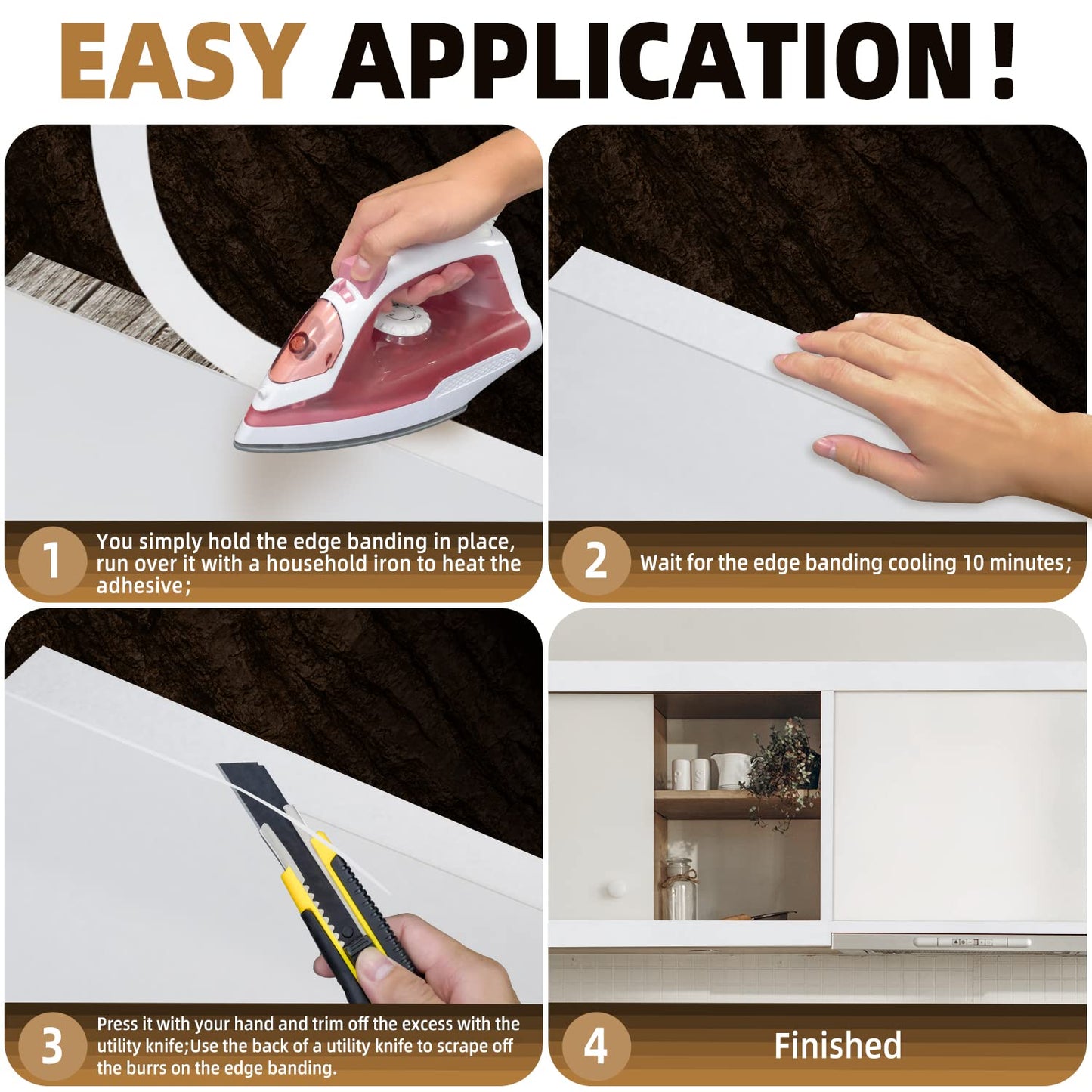 GSCIT Club White Edge Banding, 5/8 inch x 25ft Melamine Edge Banding with Hot Melt Adhesive Preglued Cabinet Edge Banding Flexible White Veneer Edging