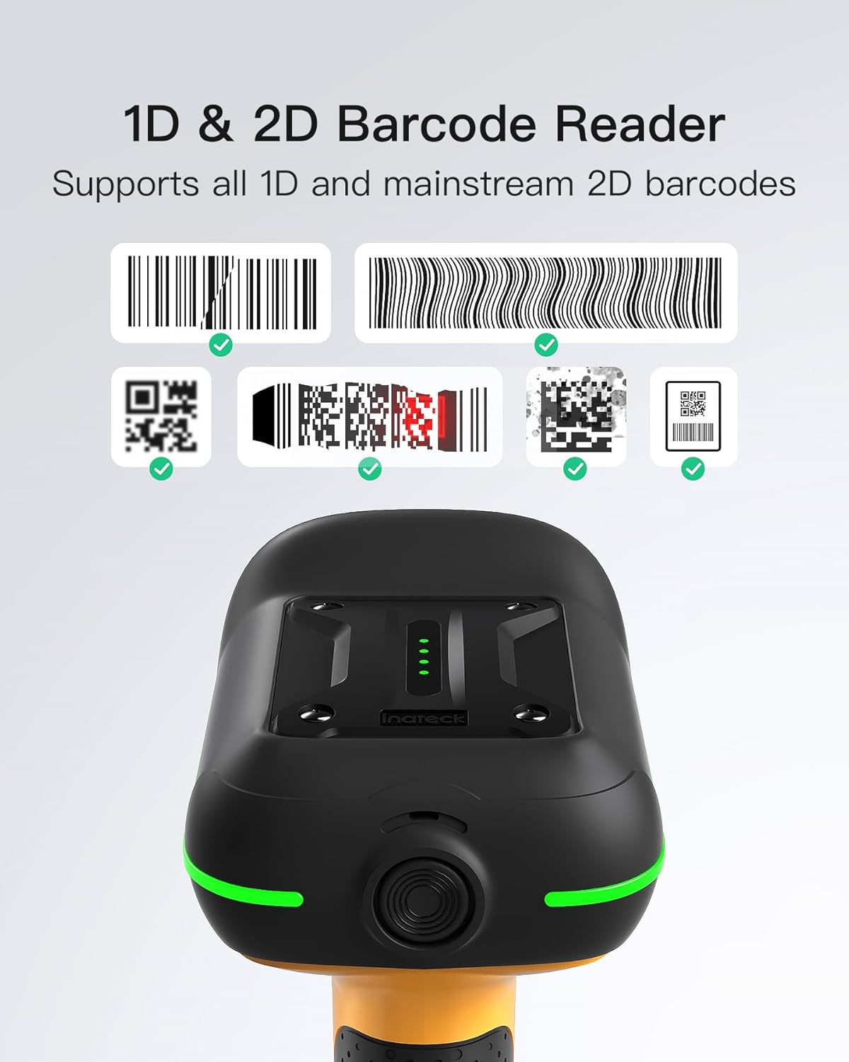 Inateck Industrial Barcode Scanner Bluetooth, 1D 2D QR Code Scanner Wireless with IP67 Waterproof and Dustproof, Handscanner with App & SDK, BCST-75