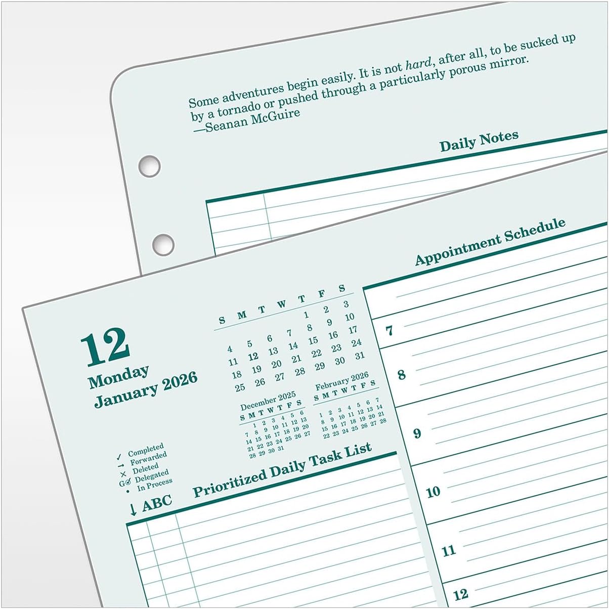 FranklinCovey - Original Two Page Per Day Ring-Bound Planner (Jan 2026 - Dec 2026, Monarch)