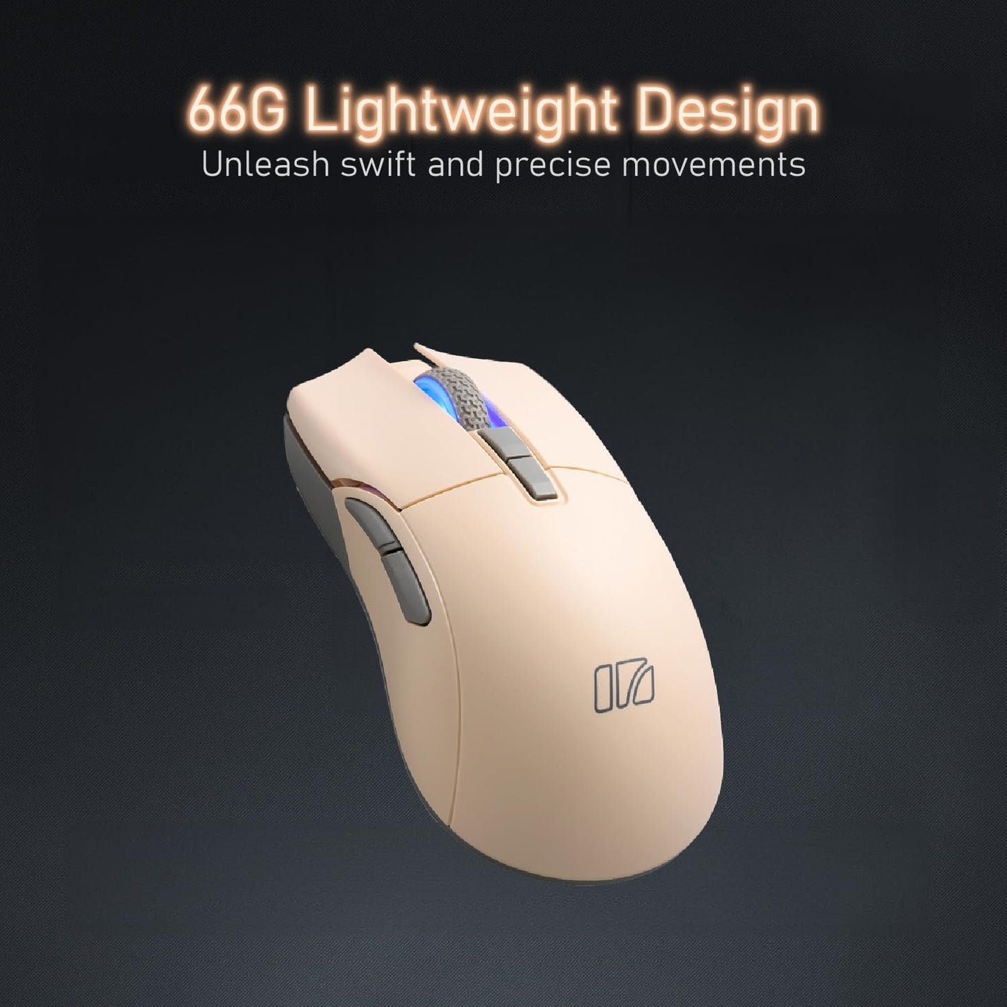 iRocks M31R Wireless Gaming Mouse, Triple Mode 2.4G/ Bluetooth/USB-C Detachable Cable Gaming Mouse, Kailh GM8.0 Switches, Advanced PixArt PAW3395 Optical Sensor, Up to 26,000 DPI - Light Buff Brown