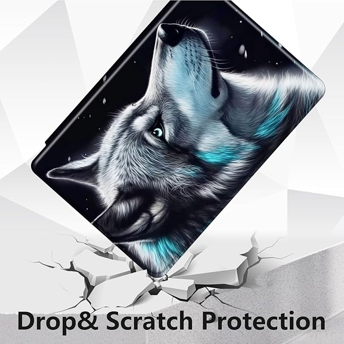 for Fire HD 10 Tablet Case 11th Generation 2021 and Amazon Fire HD10 Plus Case 10.1", 360 Degree Rotating Stand Smart Protective Case,for Fire HD 10 2021 Tablet,Starry Sky Wolf