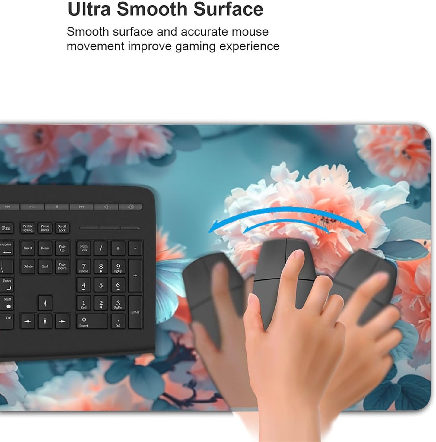 35.4 x 15.7 inches, Large Desktop Mouse pad, Keyboard and Mouse Pads for Work and Home Computers, and Large Laptop Mouse mat，Butterflies and Flowers