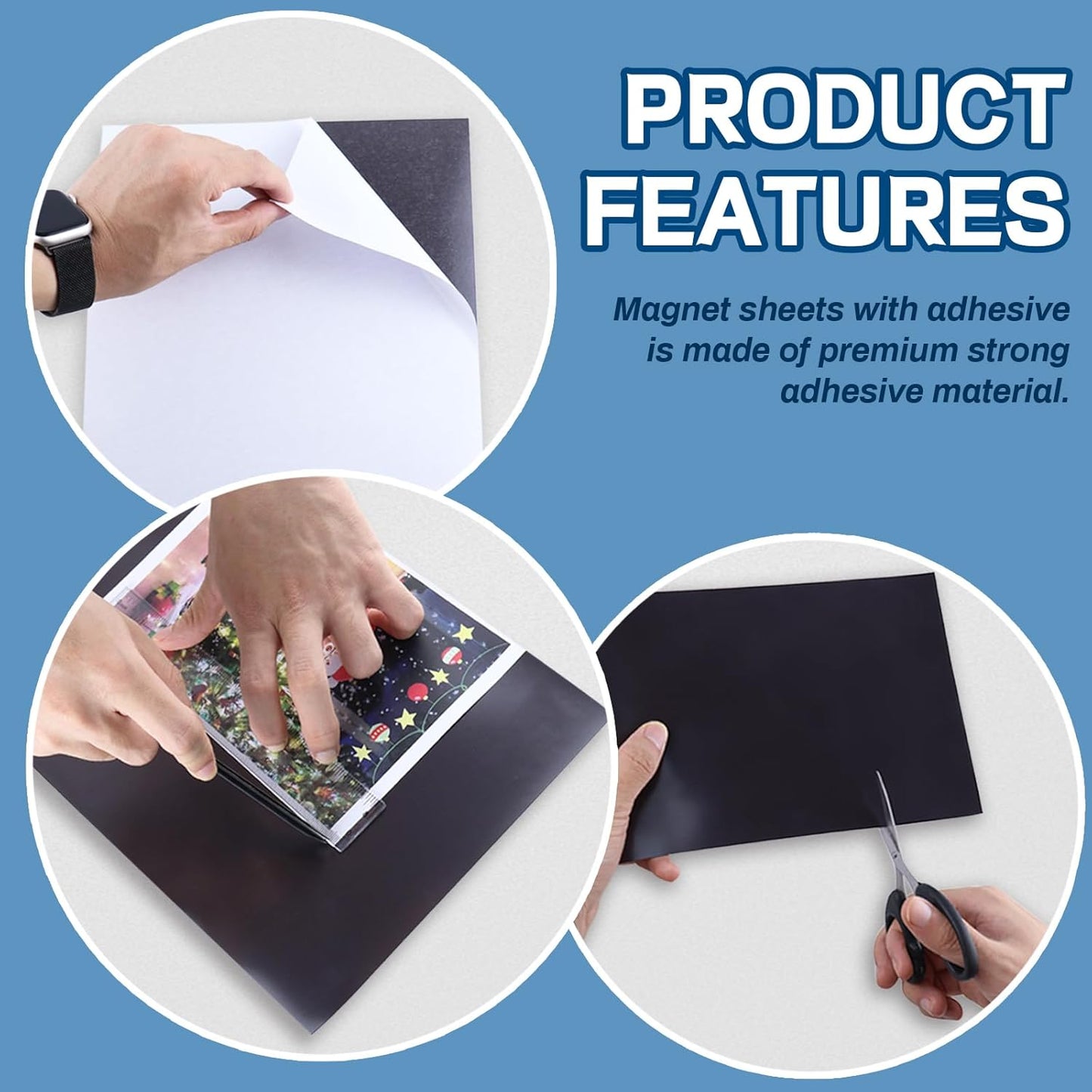 Magnetic Sheets with Adhesive Backing,8.5" x 11"(Pack of 8),30 mil Thick Cuttable Flexible Magnet Sheets for DIY Crafts,Photos and Stickers,Magnetic Paper Sheets with Strong Self Adhesive