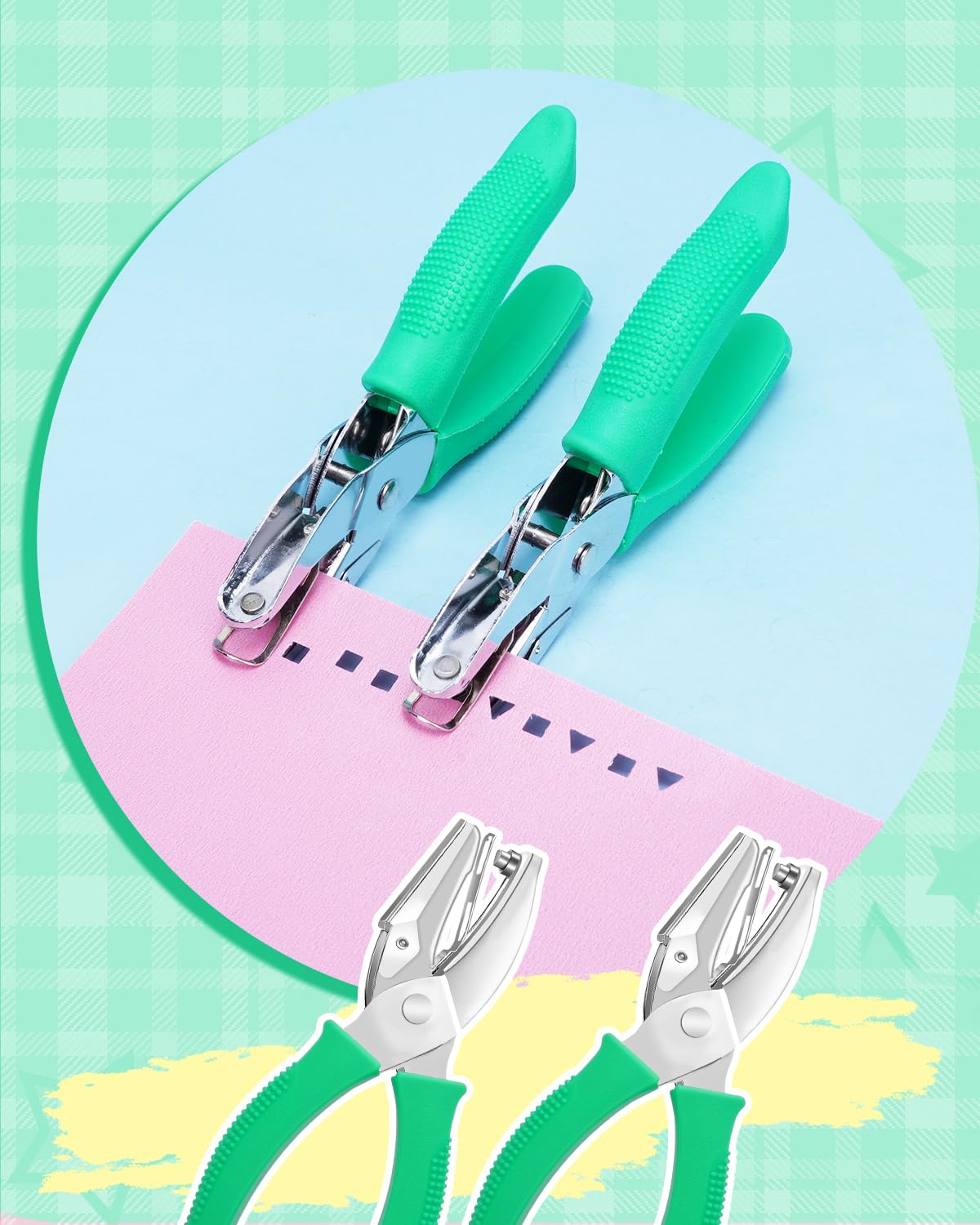 UCEC 1/6" Square Shape Hole Punch Metal Handheld Paper Punches for Crafting, Single Small Square Shape Hole Puncher School Supplies for Scrapbook DIY Craft Paper Tag in Home Office Classroom