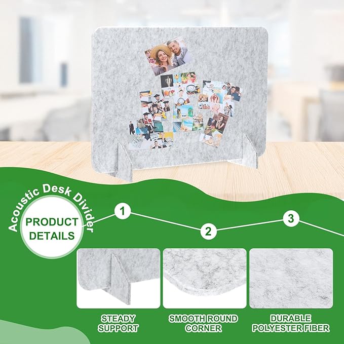 PATIKIL Desk Divider, 2 Set 24 x 16 Inch Acoustic Freestanding Desk Divider Desk Privacy Panel with 4 Pcs Support Feet for Library Office Workstation, Light Grey