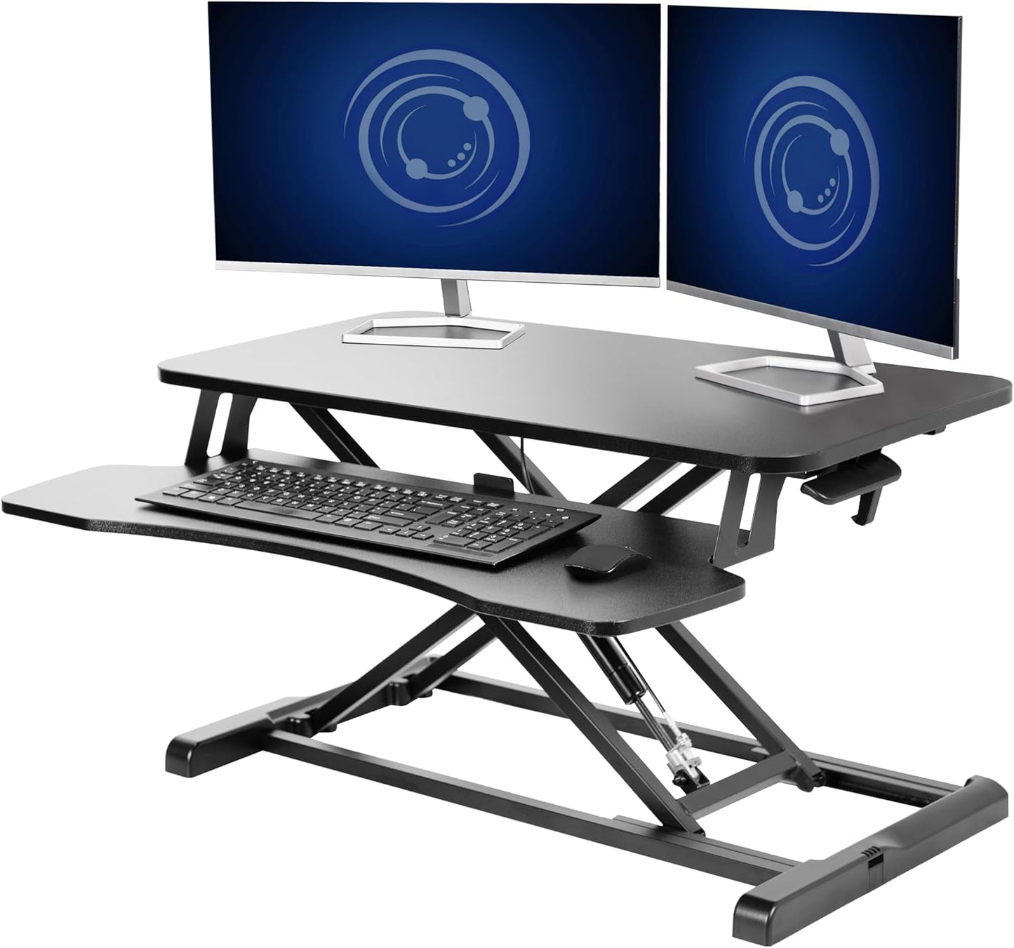VIVO 32 inch Desk Converter, K Series, Height Adjustable Sit to Stand Riser, Dual Monitor and Laptop Workstation with Wide Keyboard Tray, Black, DESK-V000K