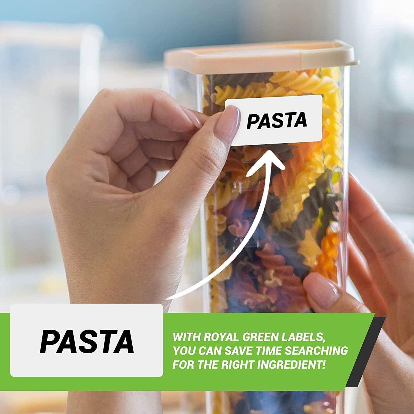 Green Sticker Label Rolls 1.57" x 0.75", 5 Rolls- 2500-Pack, Rectangular Easy Write Labels 40mmx19mm by Royal Green