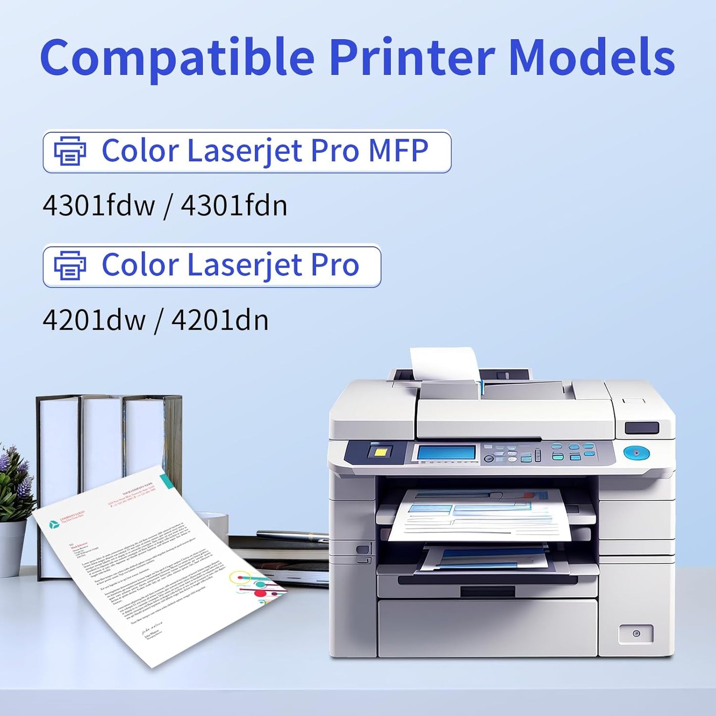 210X Toner Cartridges 4 Pack High Yield (with Chip) Compatible Replacement for HP 210X 210A for Color Laserjet Pro MFP 4301fdw 4301fdn Pro 4201dw 4201dn Series Printer Ink W2100X W2100A (BCMY, 4-Pack)