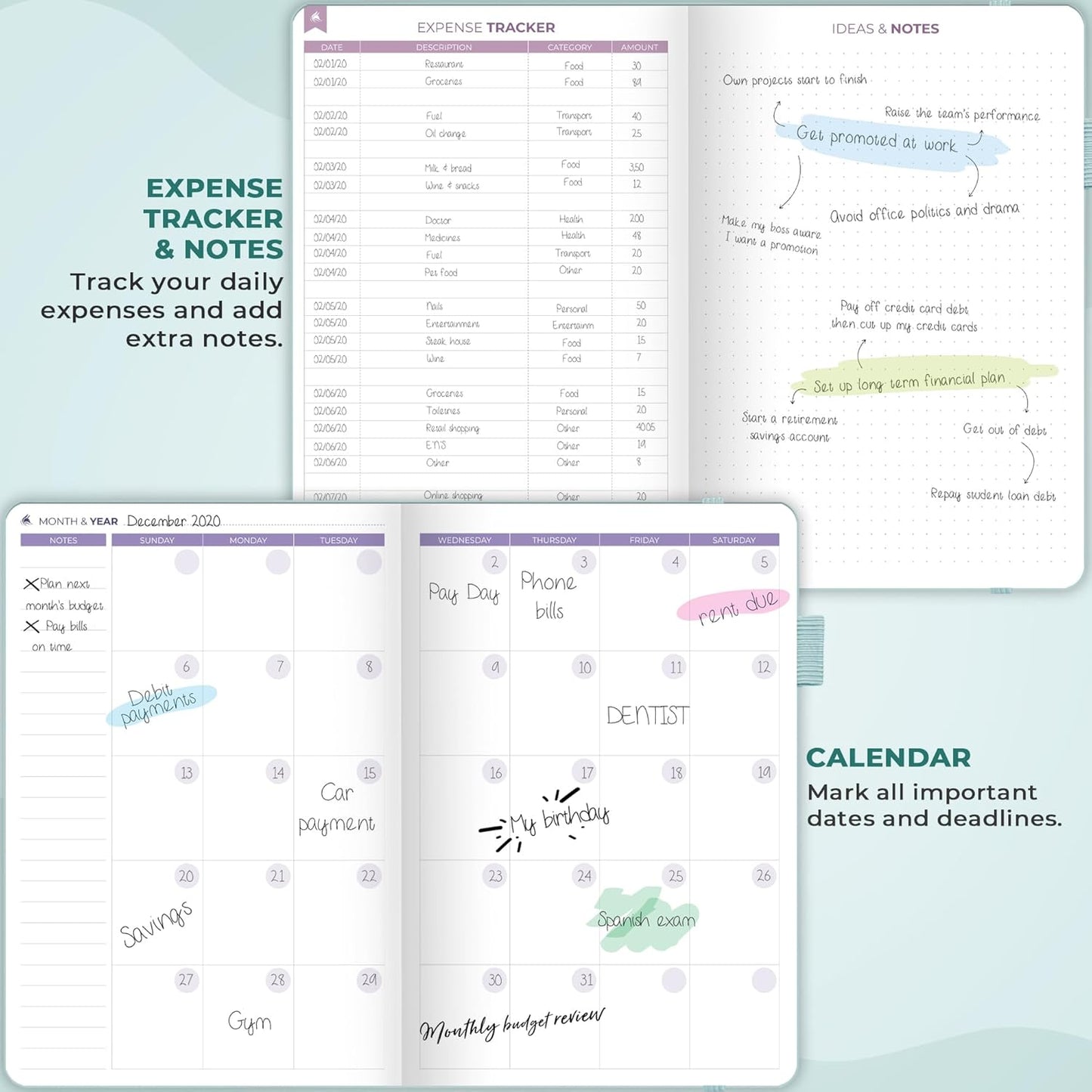 Clever Fox Bi Weekly Budget Planner – Undated Financial Organizer Book – Expense Tracker, Budgeting & Bill Notebook, A5 (Blue Surf)