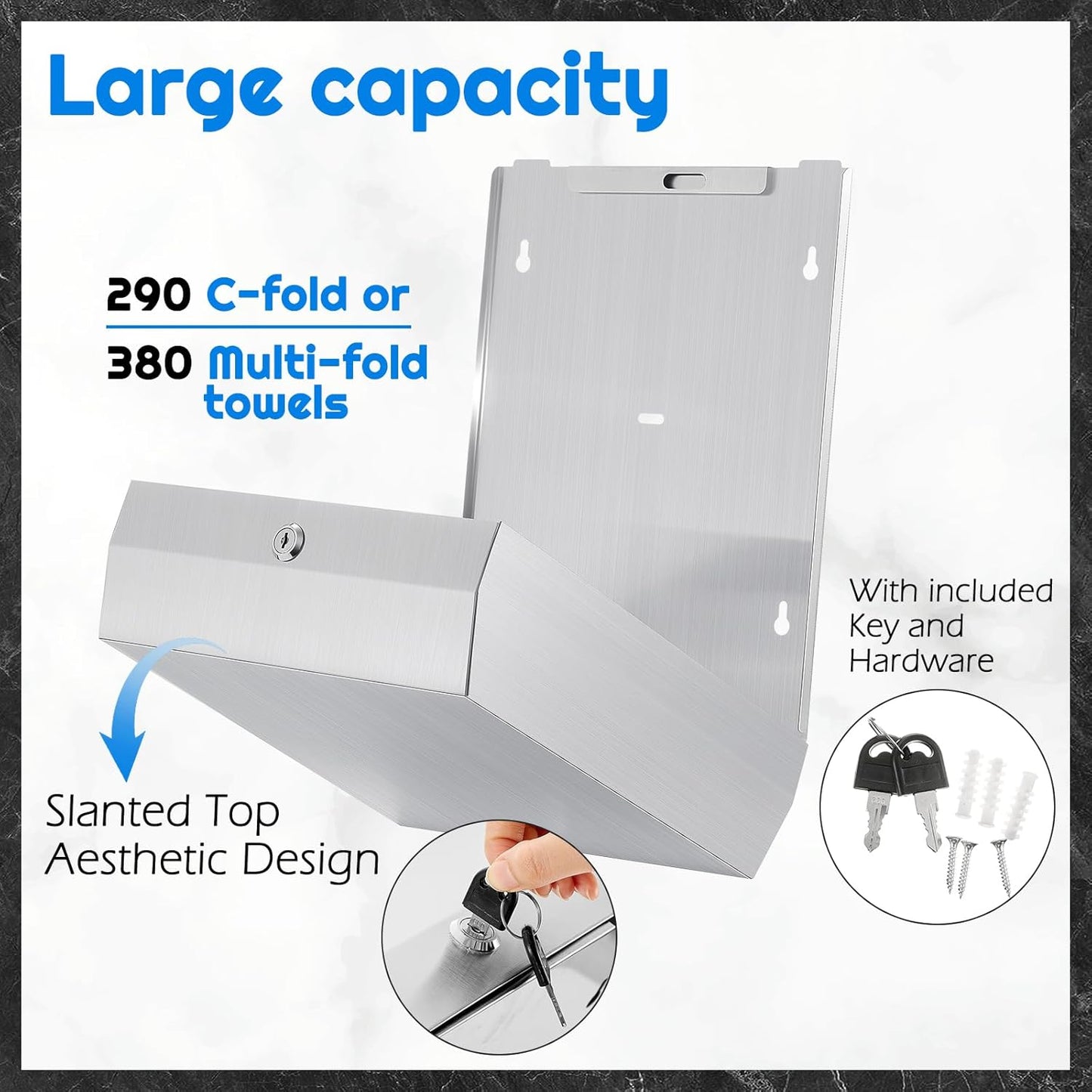 4 Pcs Commercial Sanitary Napkin Receptacle and Paper Towel Dispenser Set Include 1 Wall Mounted Tampon Holder and 1 Stainless Steel Paper Towel Holder (500 ml,Style 2)
