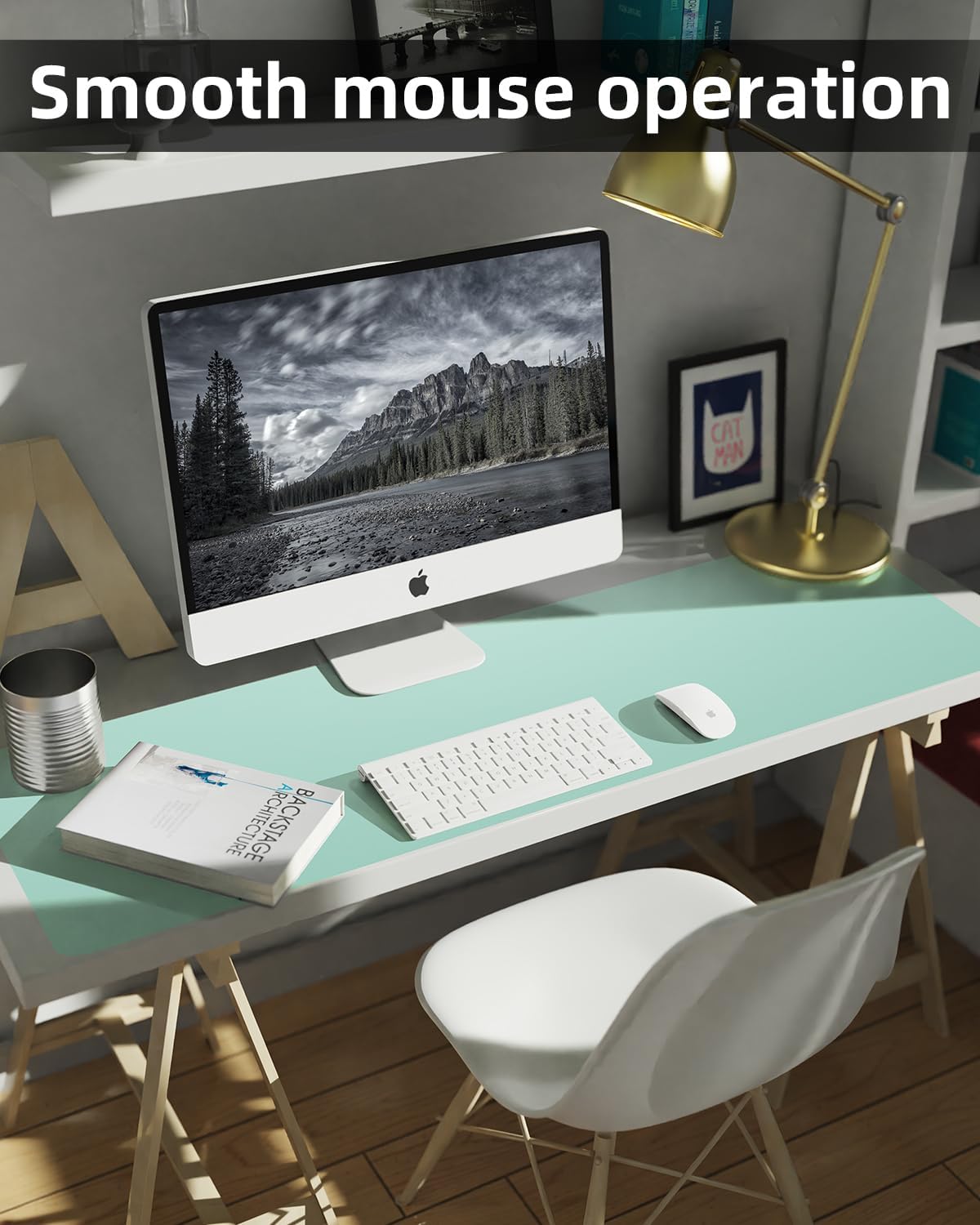 Leather Desk Pad Protector, Large Desk Mat, Mouse Pad, Non-Slip PU Leather Desk Blotter,Desk Cover mat,Desk mat for Keyboard and Mouse,Mat for Office&Home (Turquiose, 48" x 17")