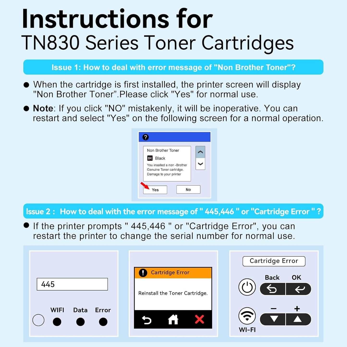LEMERO UEXPECT Compatible for TN830XL Toner for Brother Printer Replacement for TN830XL TN 830XL TN-830XL Toner use with HL-L2460DW DCP-L2640DW HL-L2405W MFC-L2820DW HL-L2400D HL-L2480DW(Black,2 Pack)