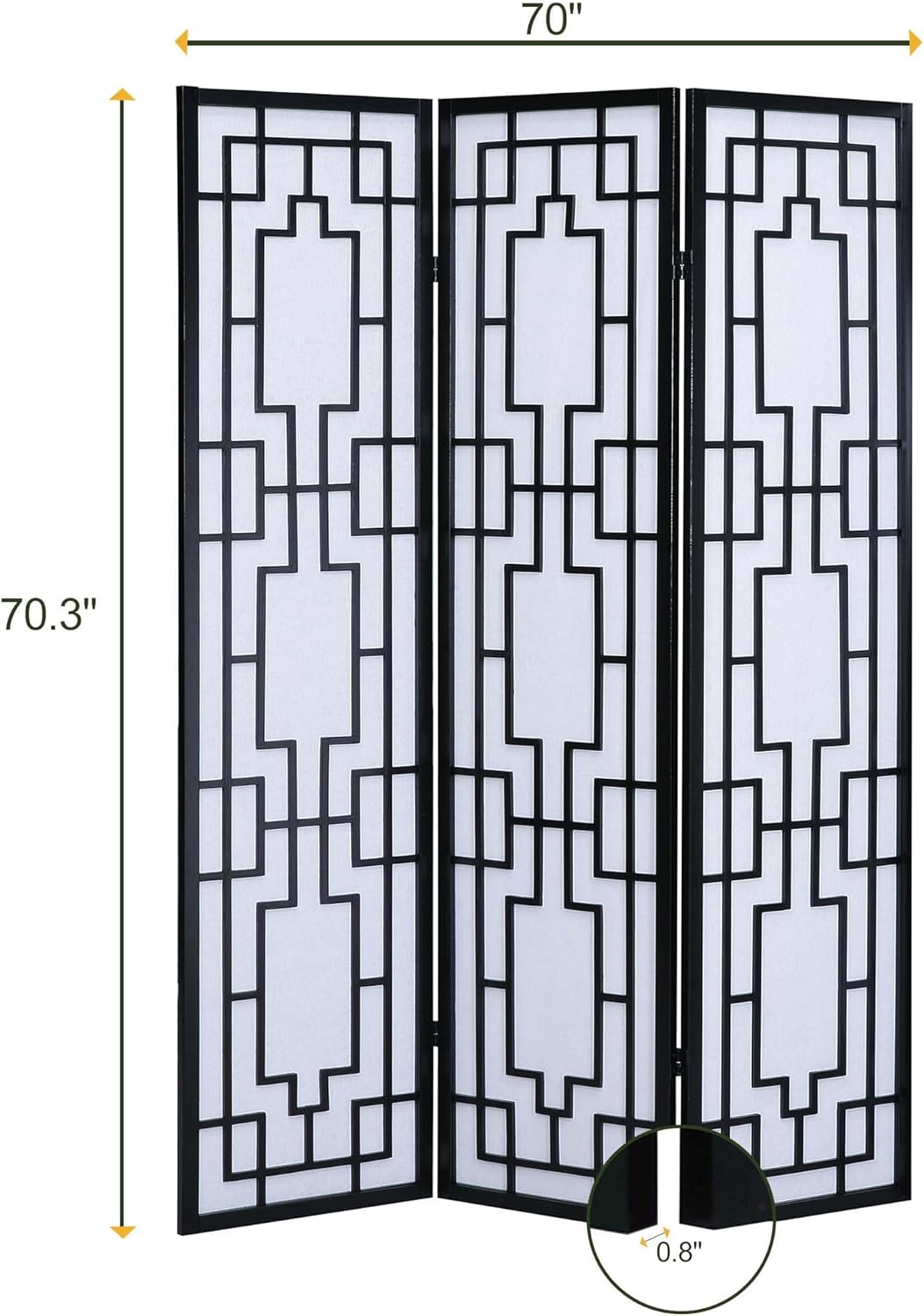 NicBex Room Divider 3 Panel Room Dividers with Geometric Lattice Design Partition Room Dividers and Folding Privacy Screens Wall Divider for Office, Room Separation,70" W x 0.8" D x 70.3" H, Black