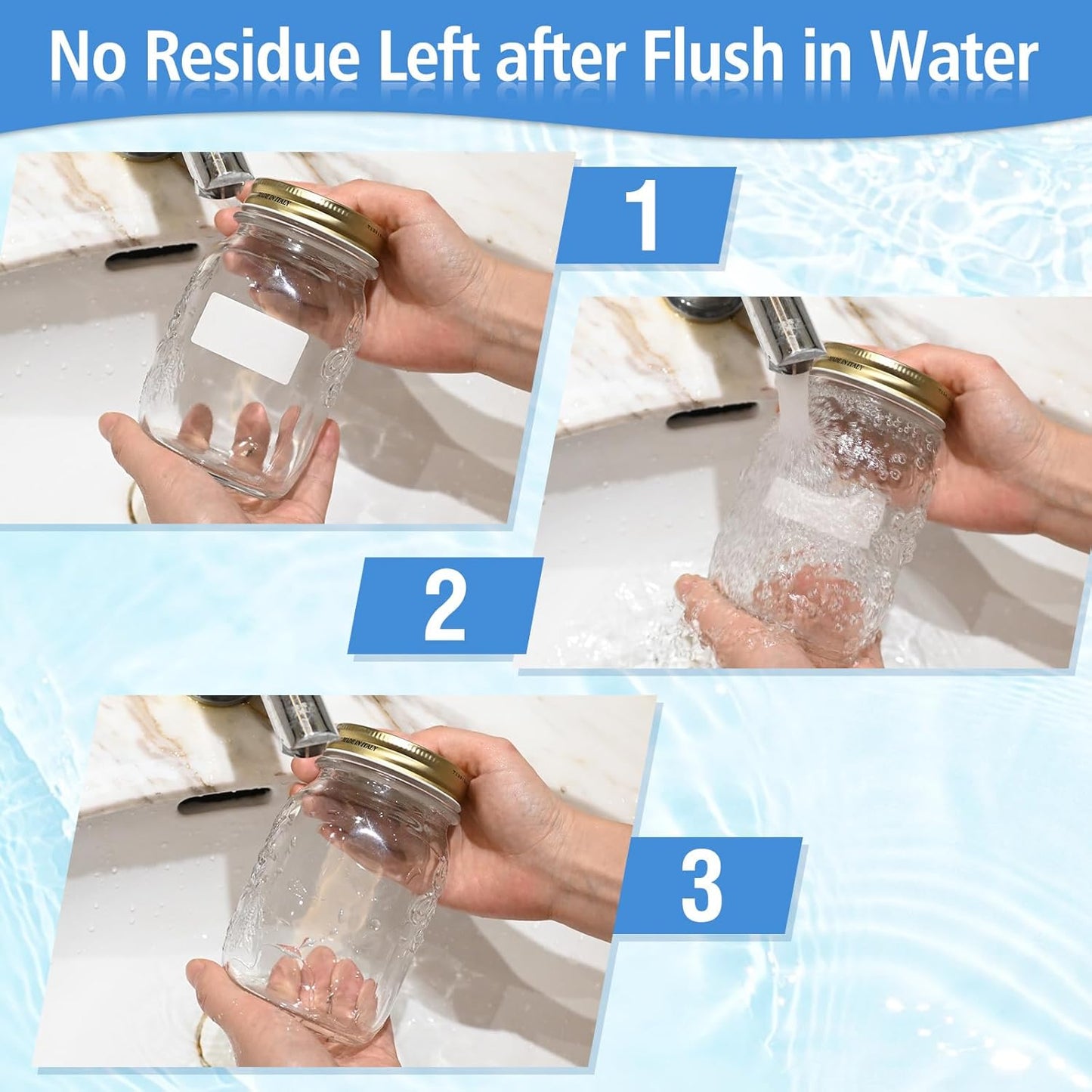 350 Blank Dissolvable Labels 1x2 Inch, White Washable Dissolvable Food Labels for Storage Containers, Canning, Jar, Bin (1 Roll - 350 Stickers)