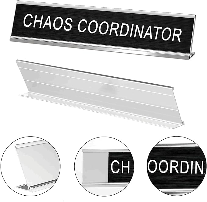 Chaos Coordinator Novelty Nameplate Office Decor, Funny Desk Signs Black Desk Plaque for Women Men Coworker Gift Office Home Supply Accessories 10 x 2"