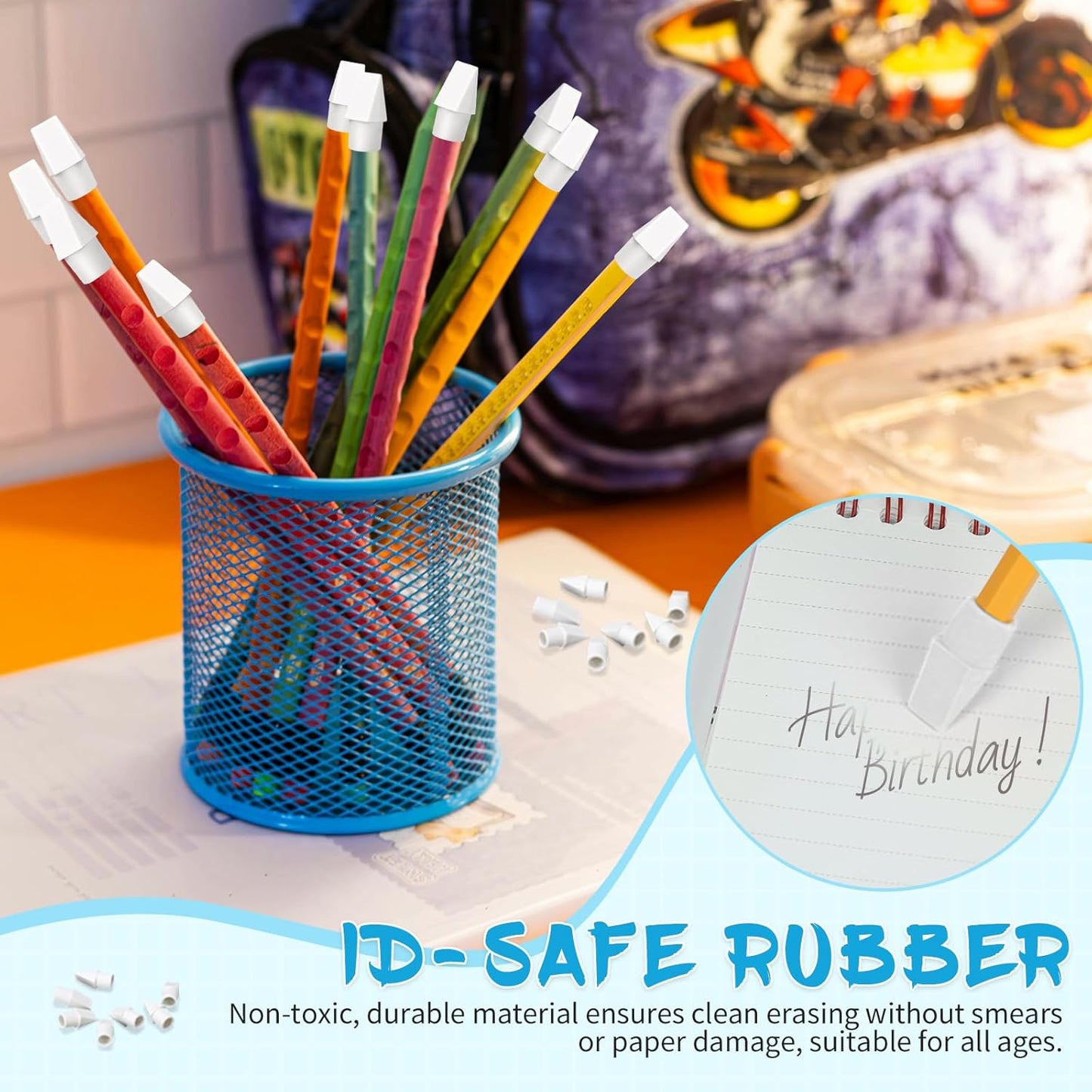 PRALB 400PCS White Pencil Top Eraser, Cap Erasers Toppers for Pencils, Pencil Eraser Caps for School Supplies, Classroom, Office, Party Favors & Games Prizes