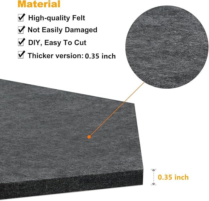 12" Large Bulletin Board with 15 Push Pins, Pack of 4 Hexagon Felt Pin Board Notice Boards for Home Office, Felt Wall Tiles for Photos Memos (Camel Grey)