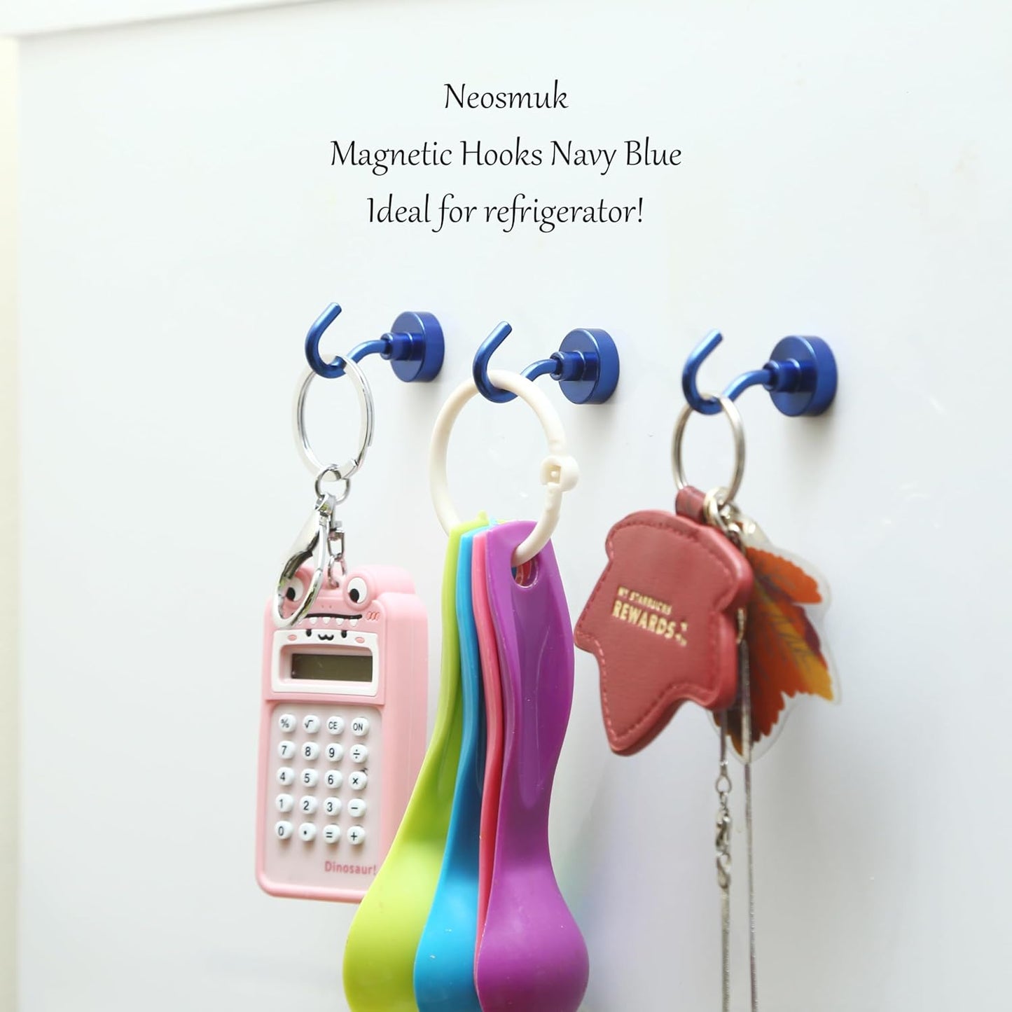 Neosmuk Magnetic Hooks,30lb Heavy Duty Earth Magnets with Hook for Refrigerator, Extra Strong Cruise Hook for Hanging, Magnetic Hanger for Curtain, Grill (Navyblue, 4 Pack)