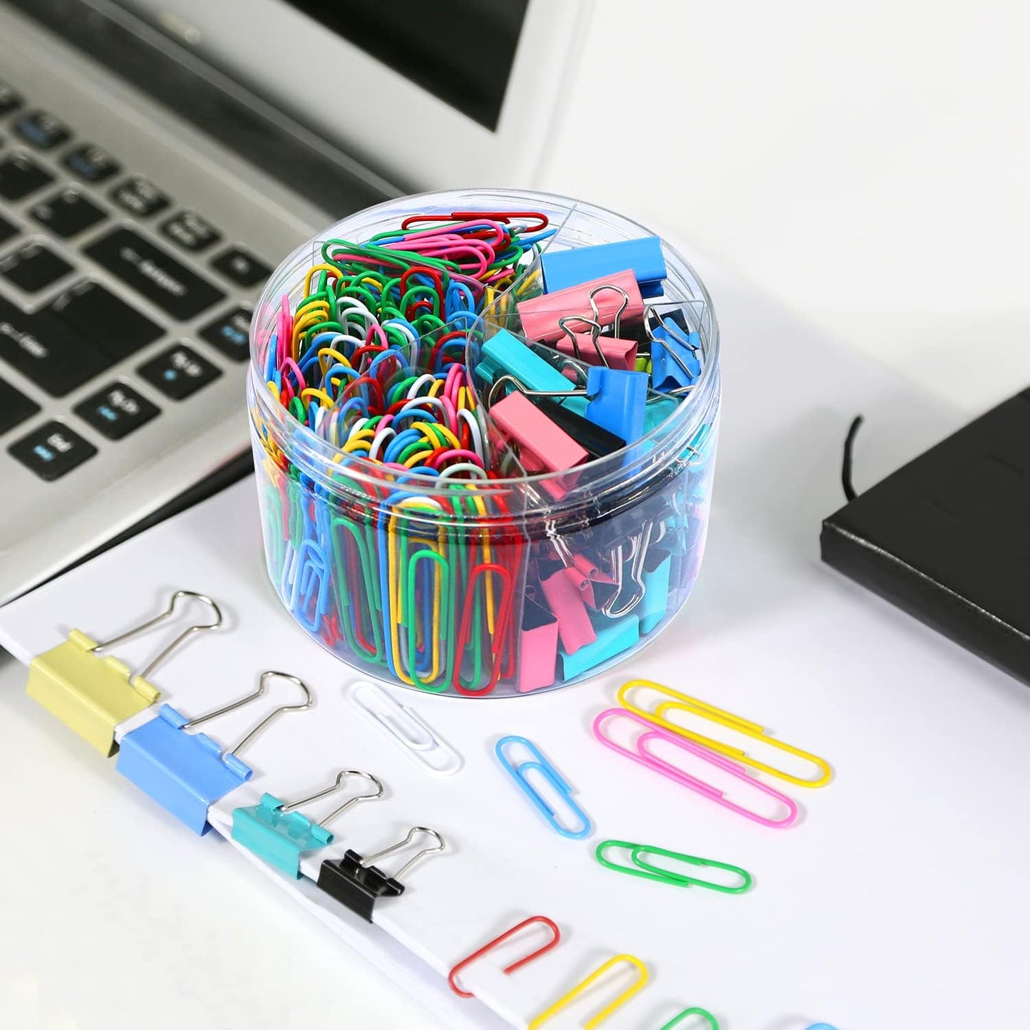 Paper Clips Binder Clips Set, Paperclips Large Medium and Small, 320PCS Colored Paper Clips and Binder Clips Assorted Sizes for Home Office School Document Organizing