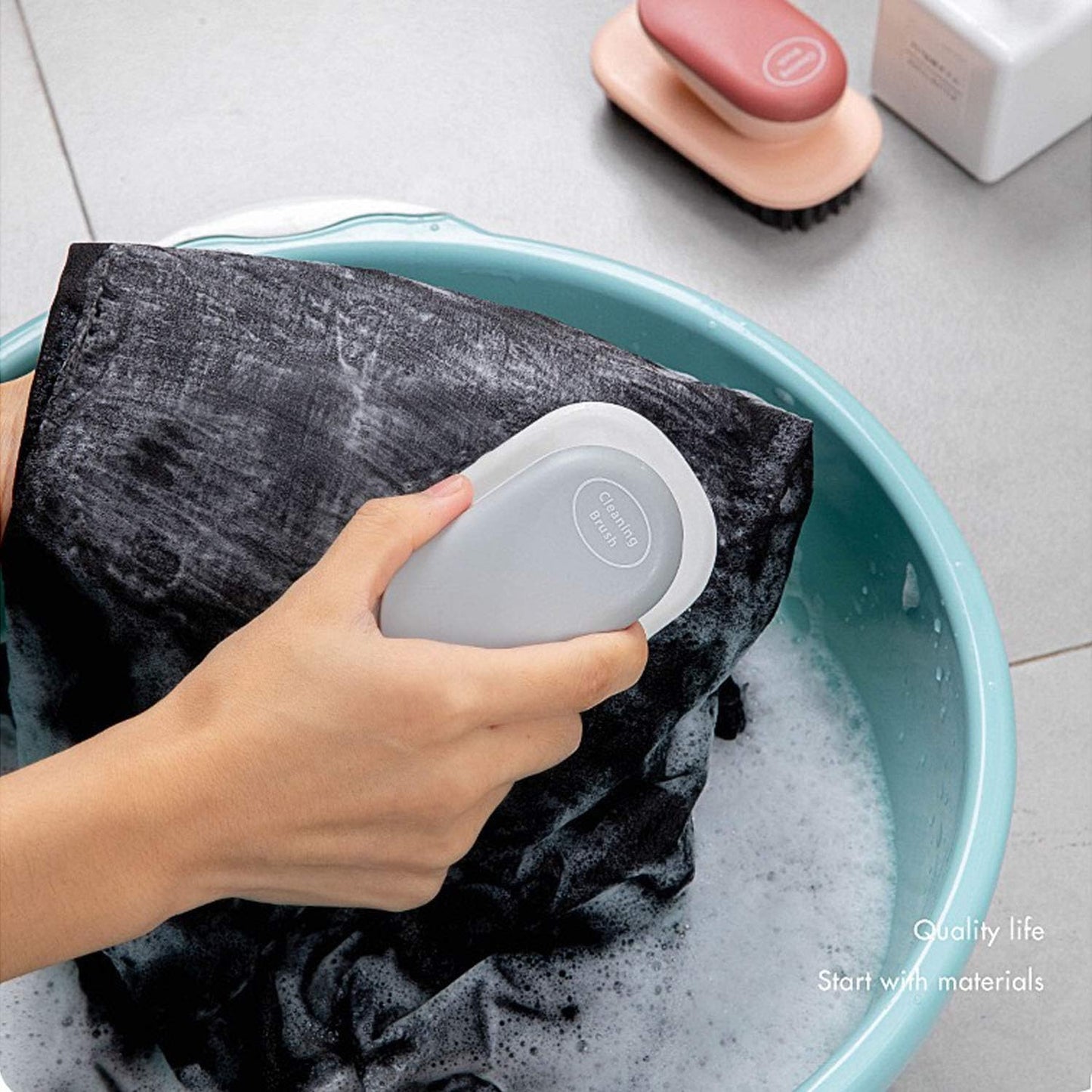 Cleaning Brush Household Small Laundry Brush for Soft Bristle Scrub Clothes Shoe Underwear Fabric Hand Cleaning Brush (Gray)