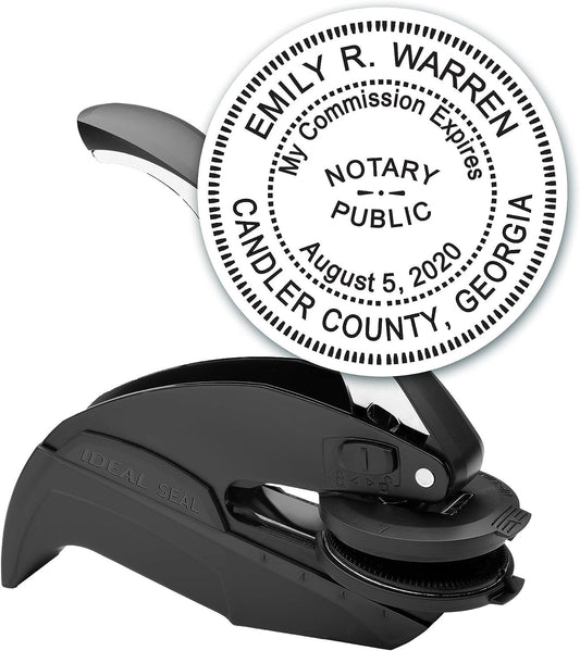 MaxMark Notary Seal Round Embosser for Georgia State - Includes Gold Burst Seal Labels (50 Count)