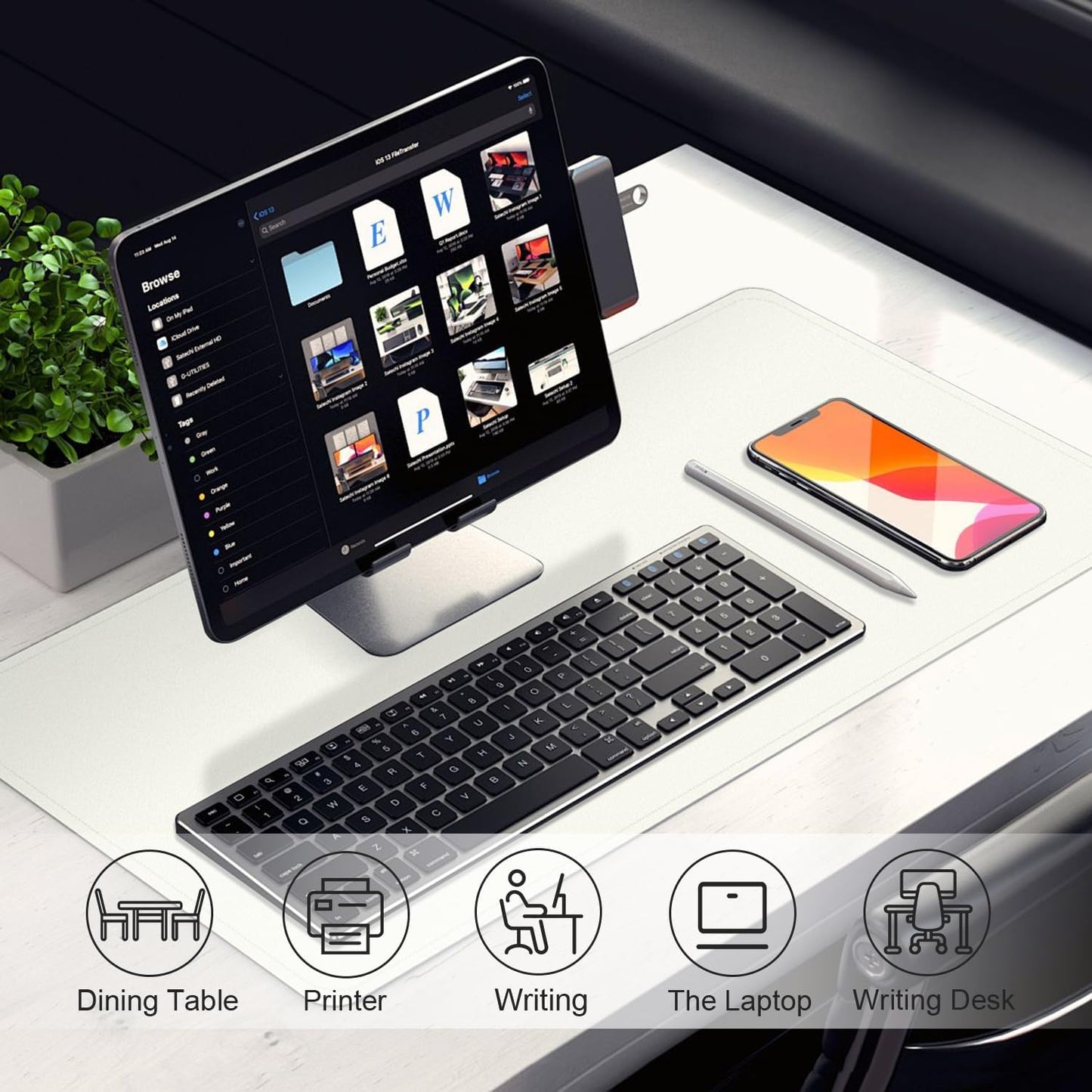 Leather Desk Pad Protector, Desk Mat, Large Mouse Pad, Non-Slip Desk Blotter, Office Laptop Desk Pad, PU Leather Desk Writing Pad for Office and Home (White, 31.5" x 15.7")