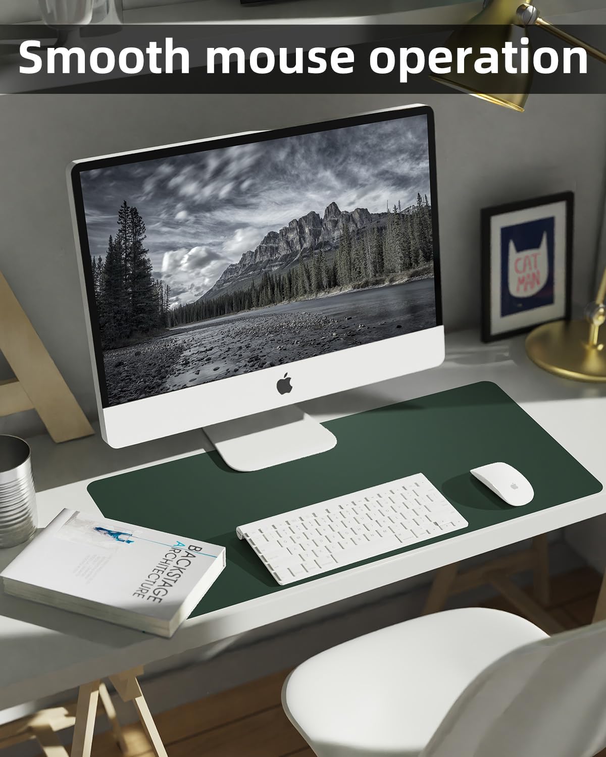 Leather Desk Pad Protector,Desk Cover mat,Office Desk mat,Laptop Mat for Desk, Non-Slip Desk Blotter,Waterproof Desk Writing Pad for Office/Home(23.6"x13.8",Dark Green)