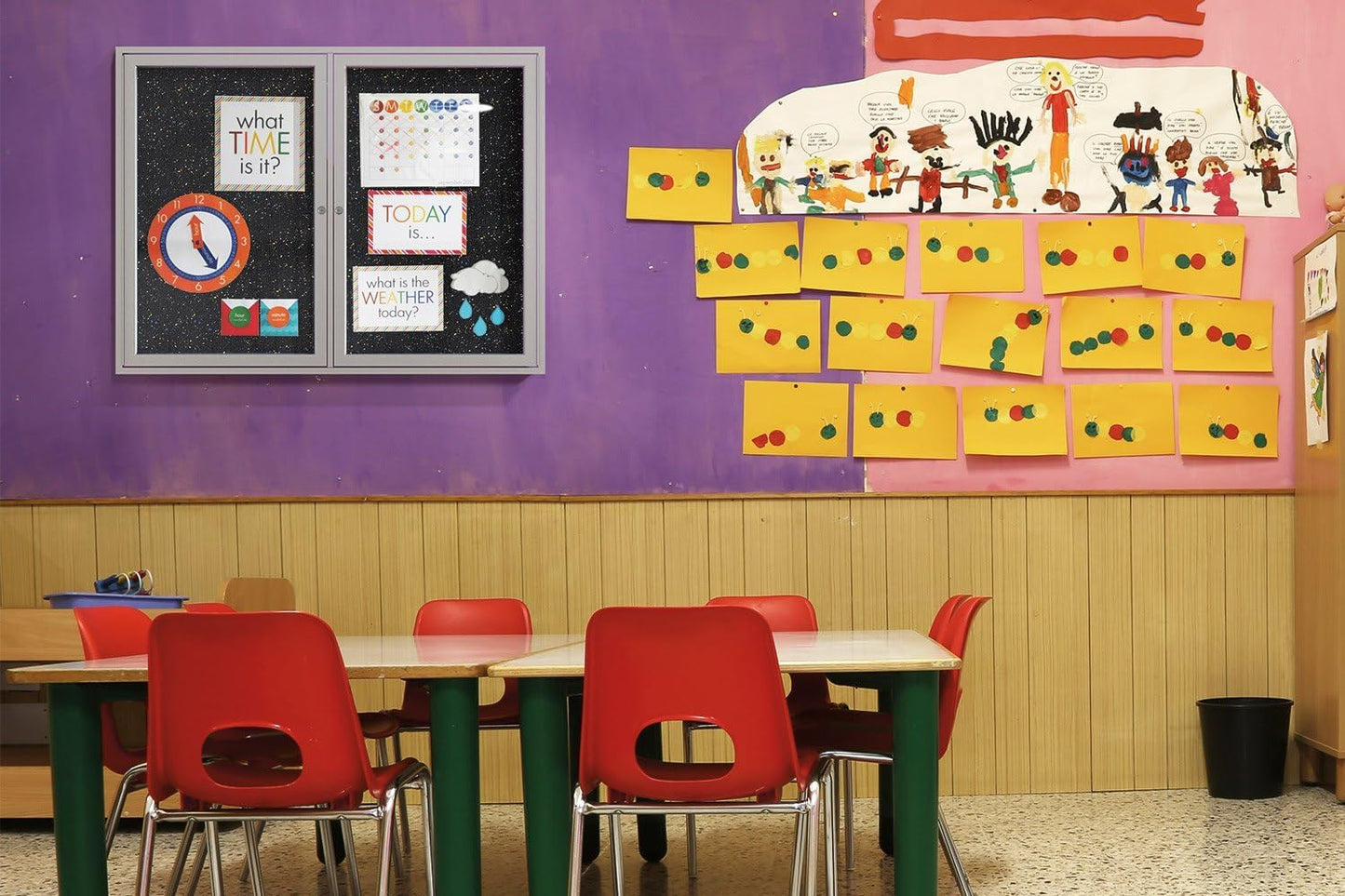 Ghent 36" x 48" 2-Door indoor Enclosed Recycled Rubber Bulletin Board, Shatter Resistant, with Lock, Satin Aluminum Frame,Black (PA234TR-BK) ,Made in the USA